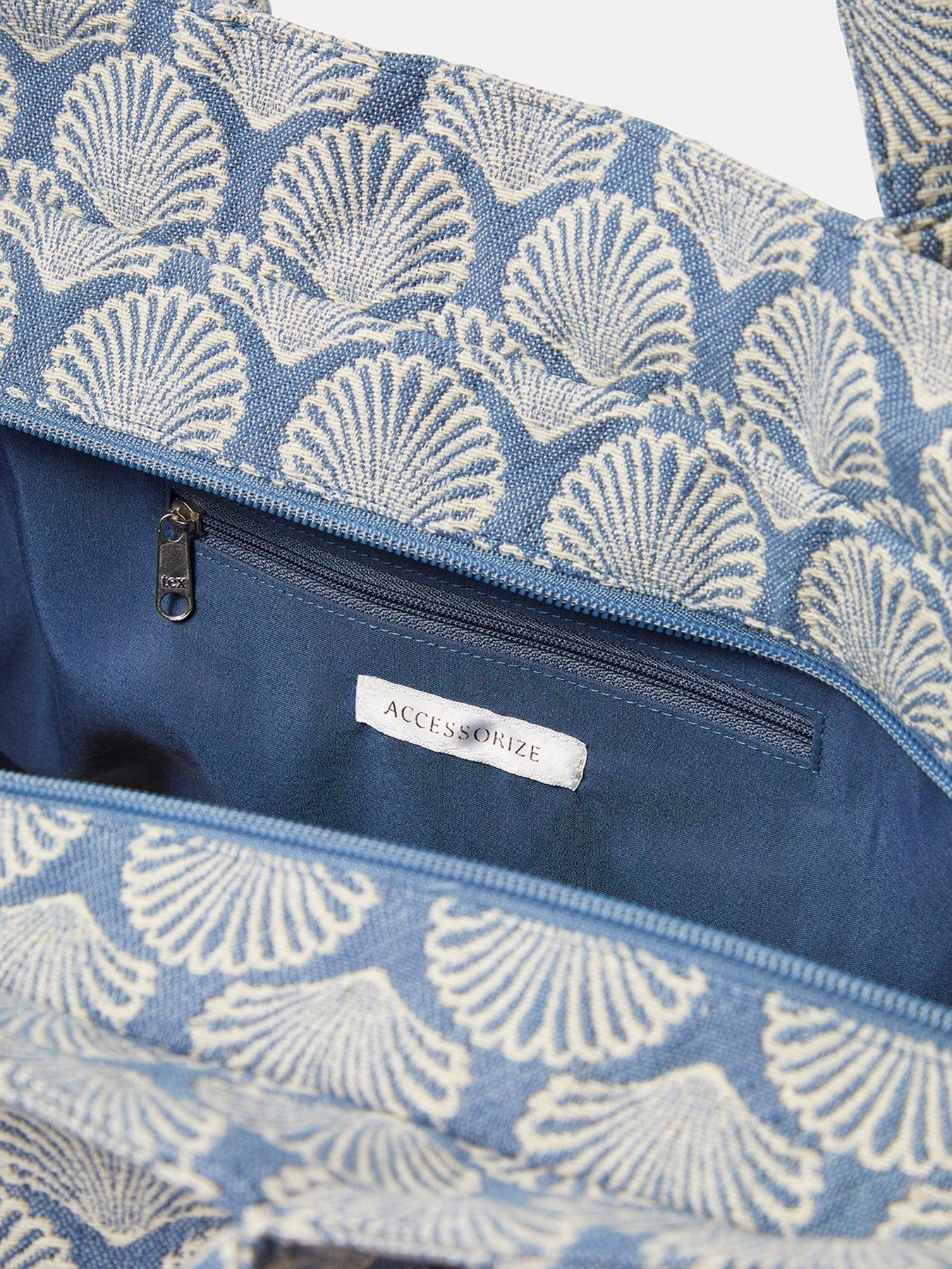 Image 4 of 5 of Accessorize Shell Print Weekend Bag - Blue