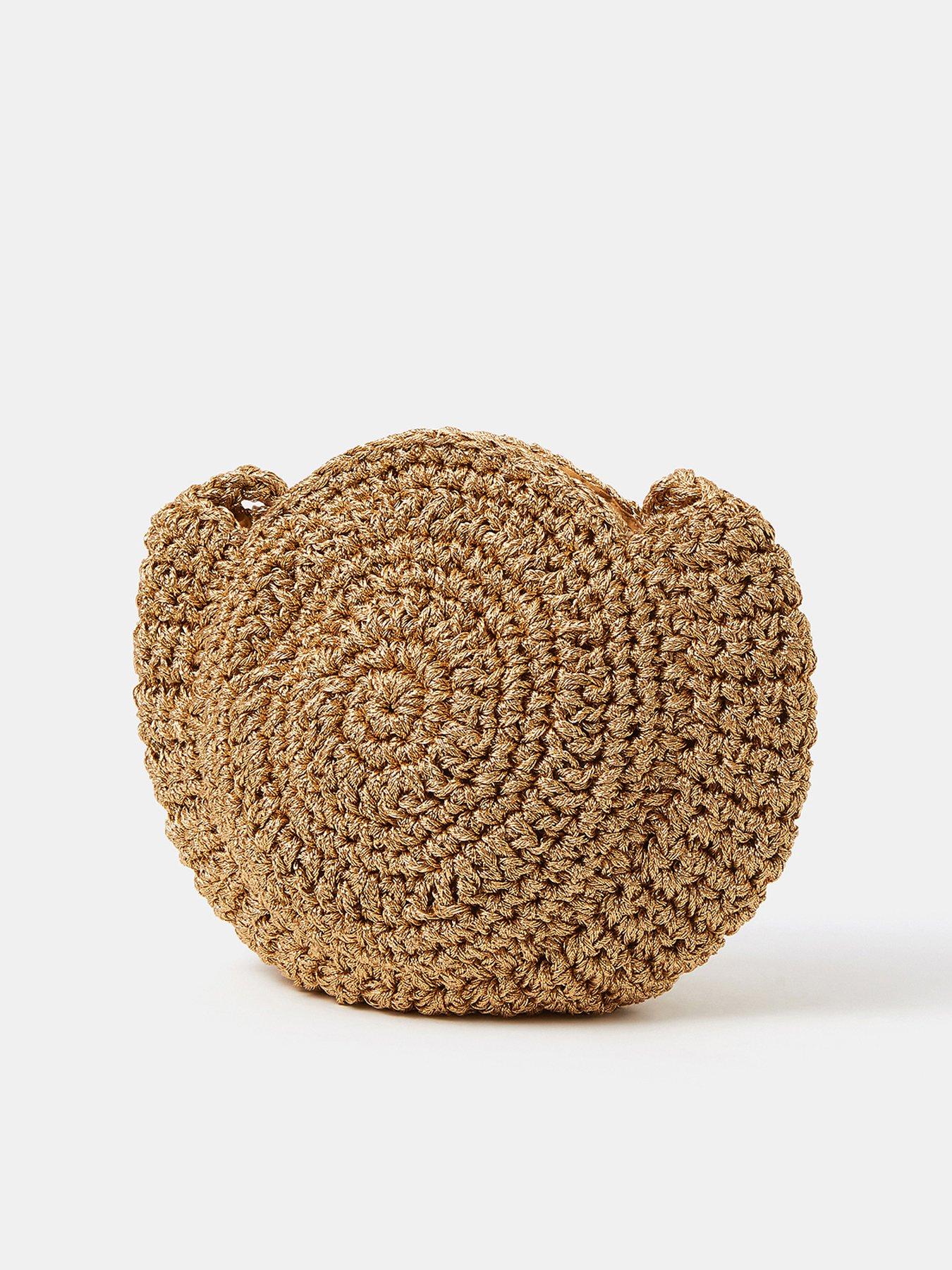 Image 3 of 5 of Accessorize Metallic Shell Macram&eacute; Crossbody Bag - Gold
