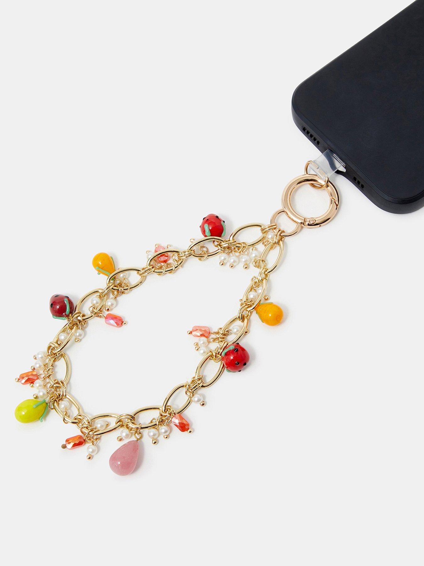 Image 3 of 4 of Accessorize Fruit Charm Wrist Phone Strap - Multi