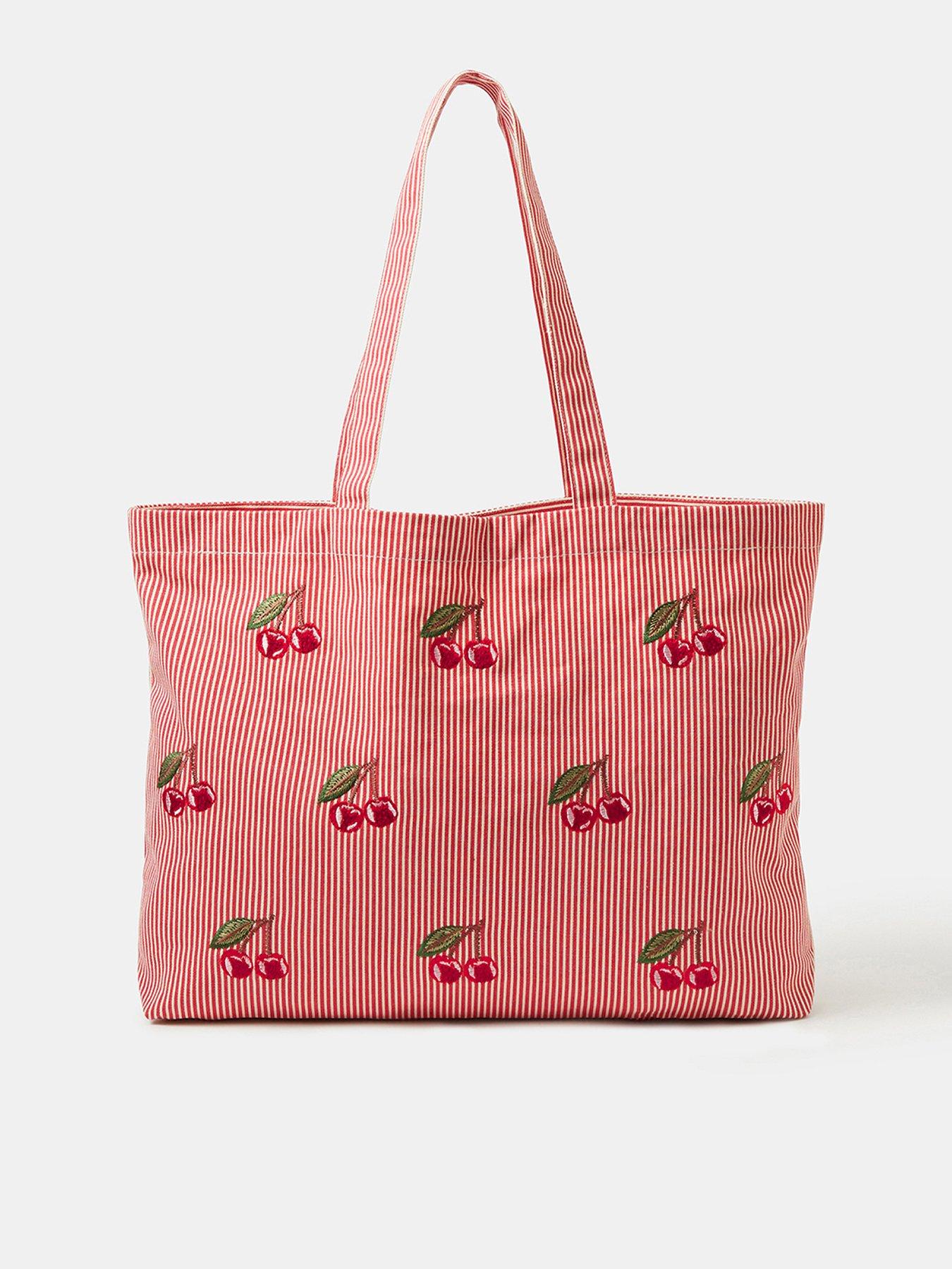 Accessorize Cherry Stripe Shopper Bag