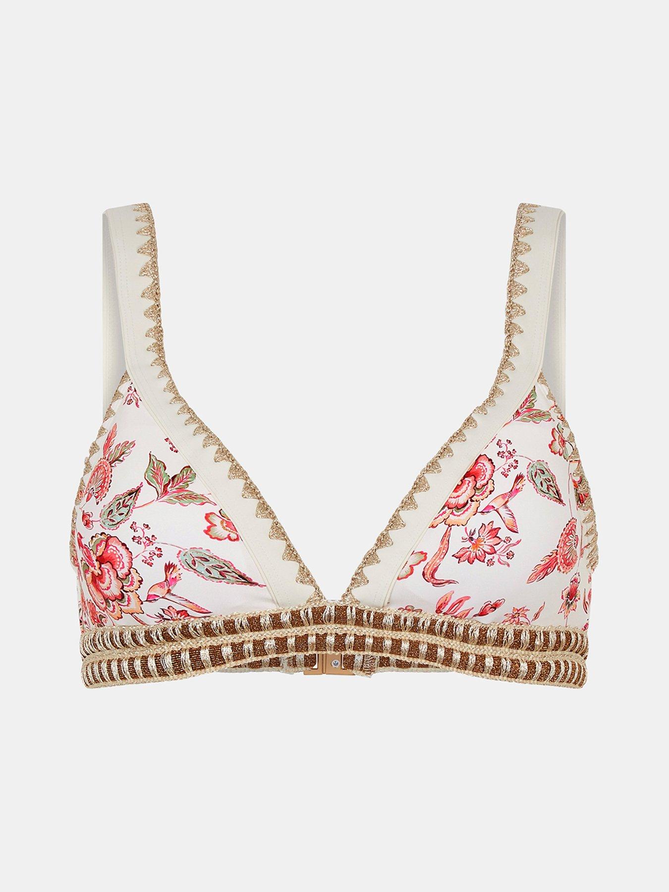 Image 5 of 5 of Accessorize Floral Print Bikini Top - Cream