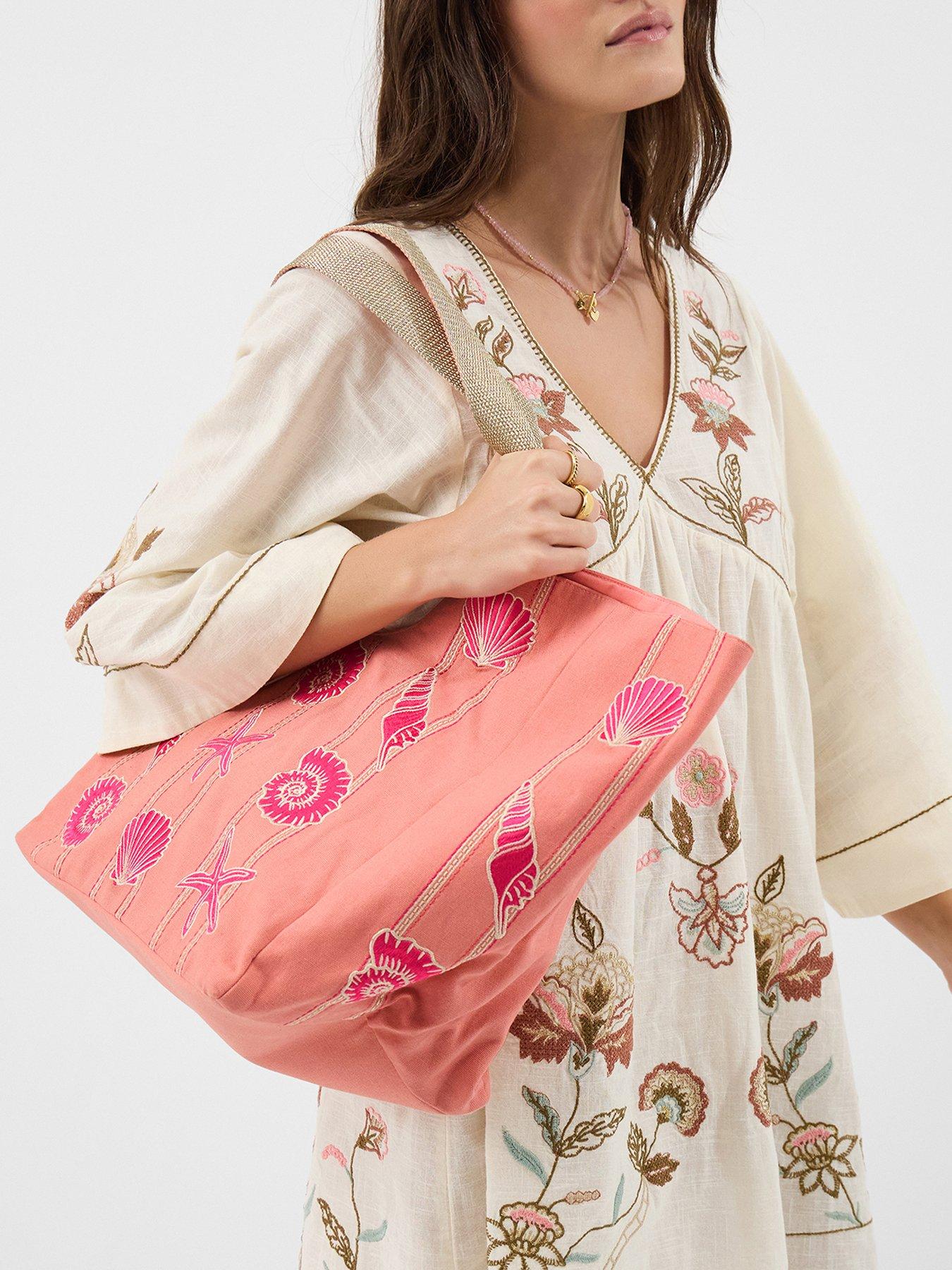 Image 2 of 5 of Accessorize Embroidered Seashell Tote