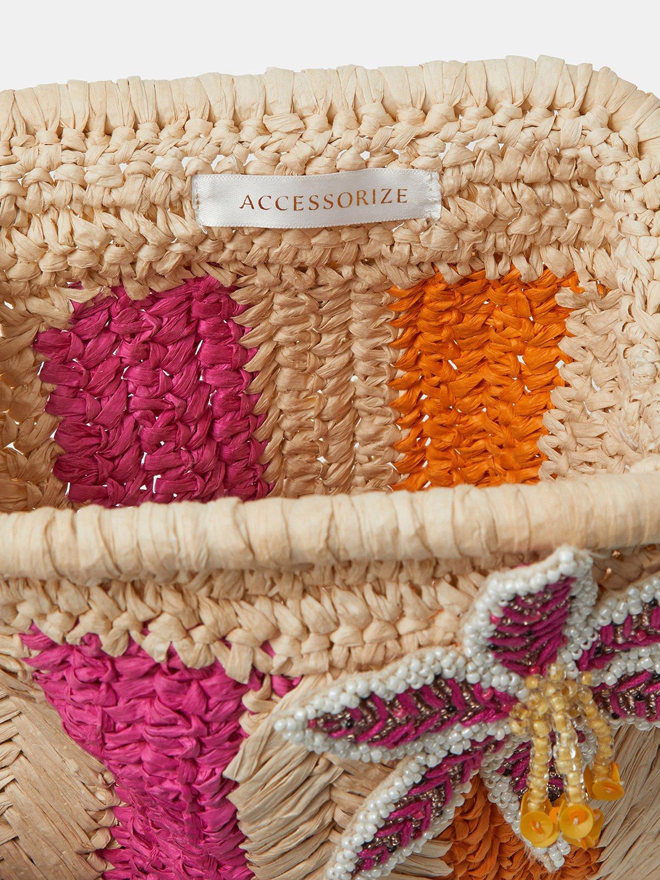 Image 5 of 5 of Accessorize Stripe Raffia Clutch