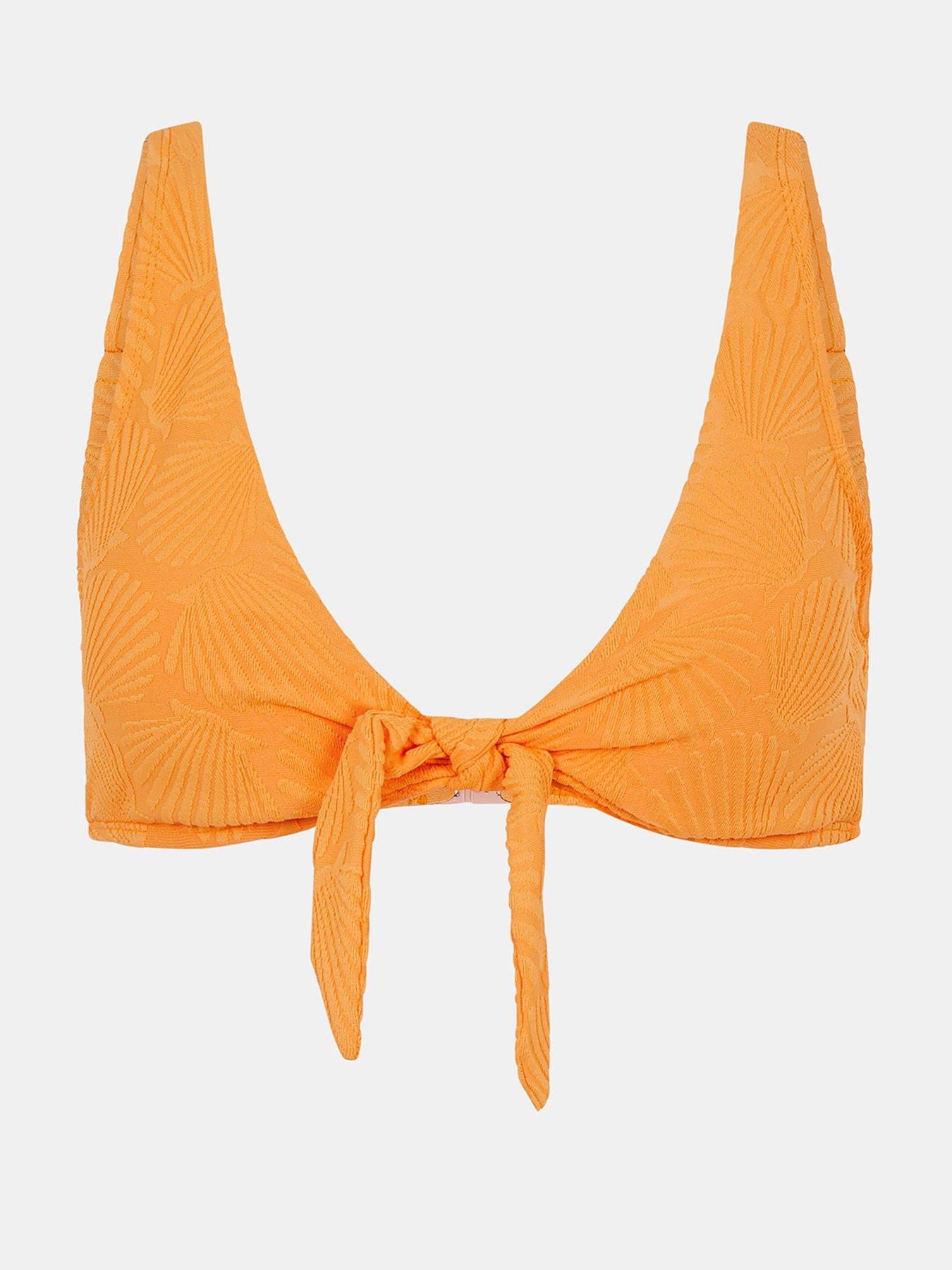 Image 5 of 5 of Accessorize Shell Front Tie Bikini Top - Orange