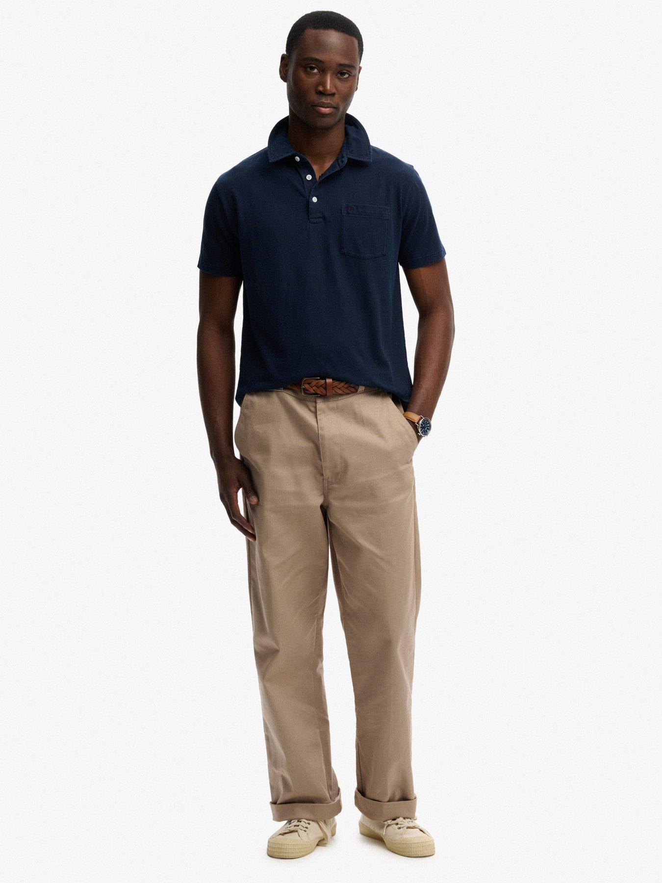 Image 3 of 6 of Superdry Classic Cotton Linen Short Sleeve Polo Top - Navy