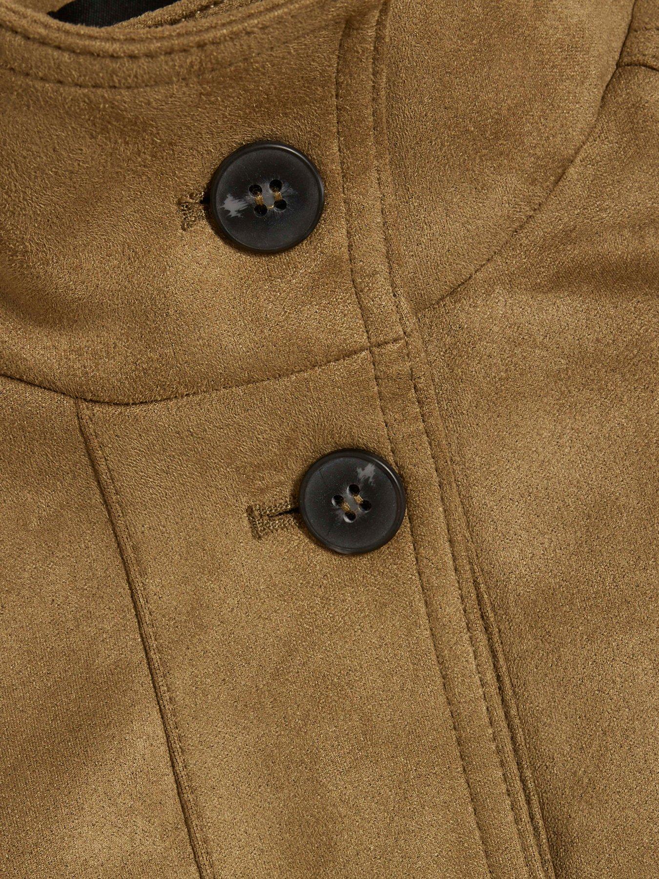 Image 5 of 5 of River Island Faux Suede Funnel Neck Bomber Jacket - Green