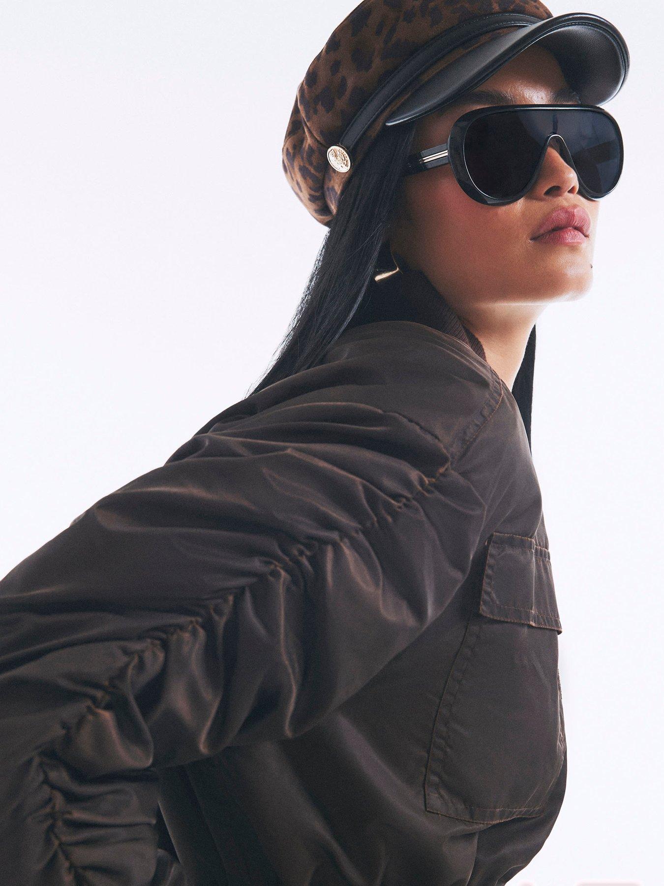 Image 4 of 6 of River Island Cinch Waist Bomber Jacket - Brown
