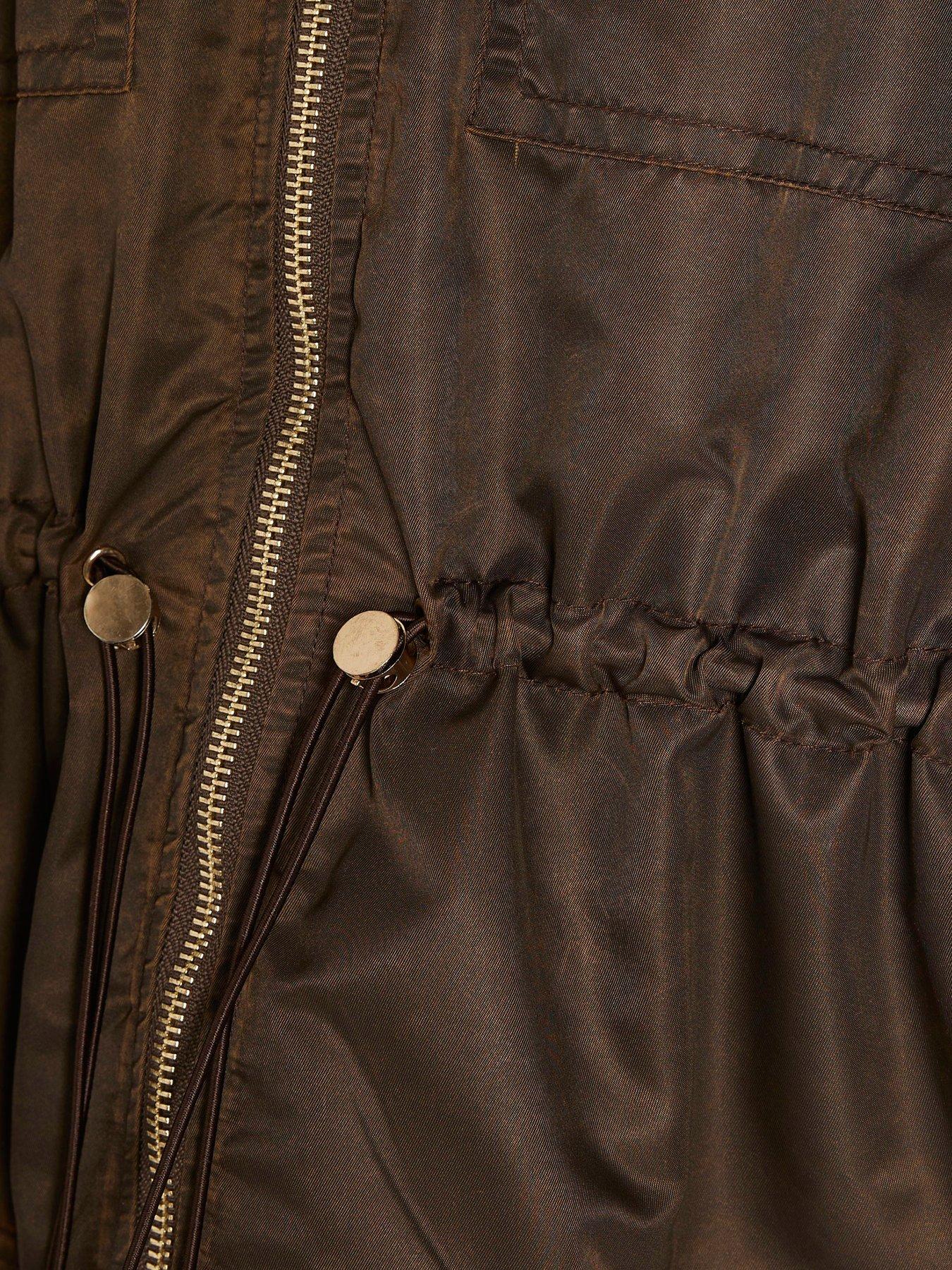 Image 6 of 6 of River Island Cinch Waist Bomber Jacket - Brown