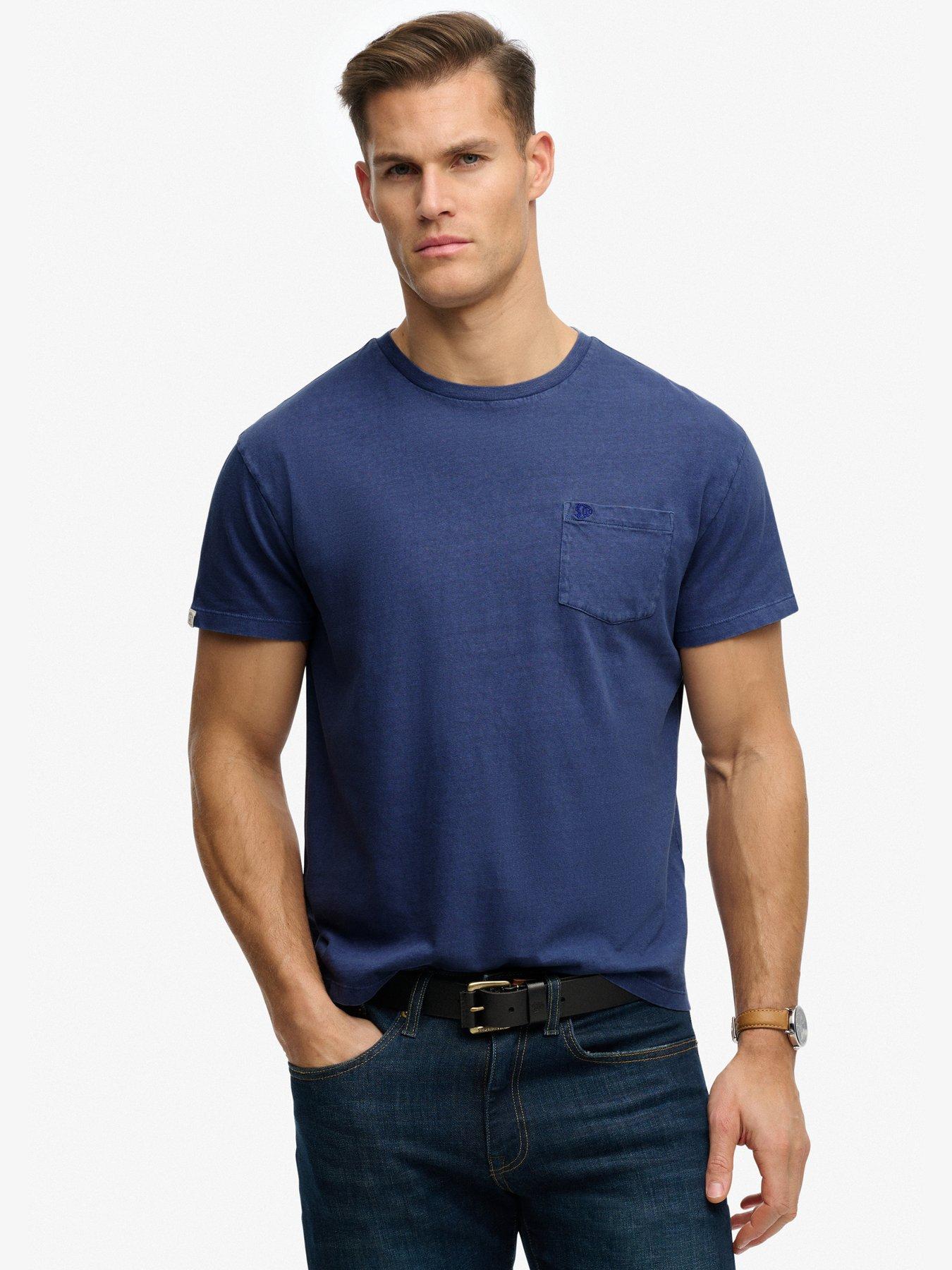 Superdry Cotton Classic Linen Pocket T-Shirt - Blue