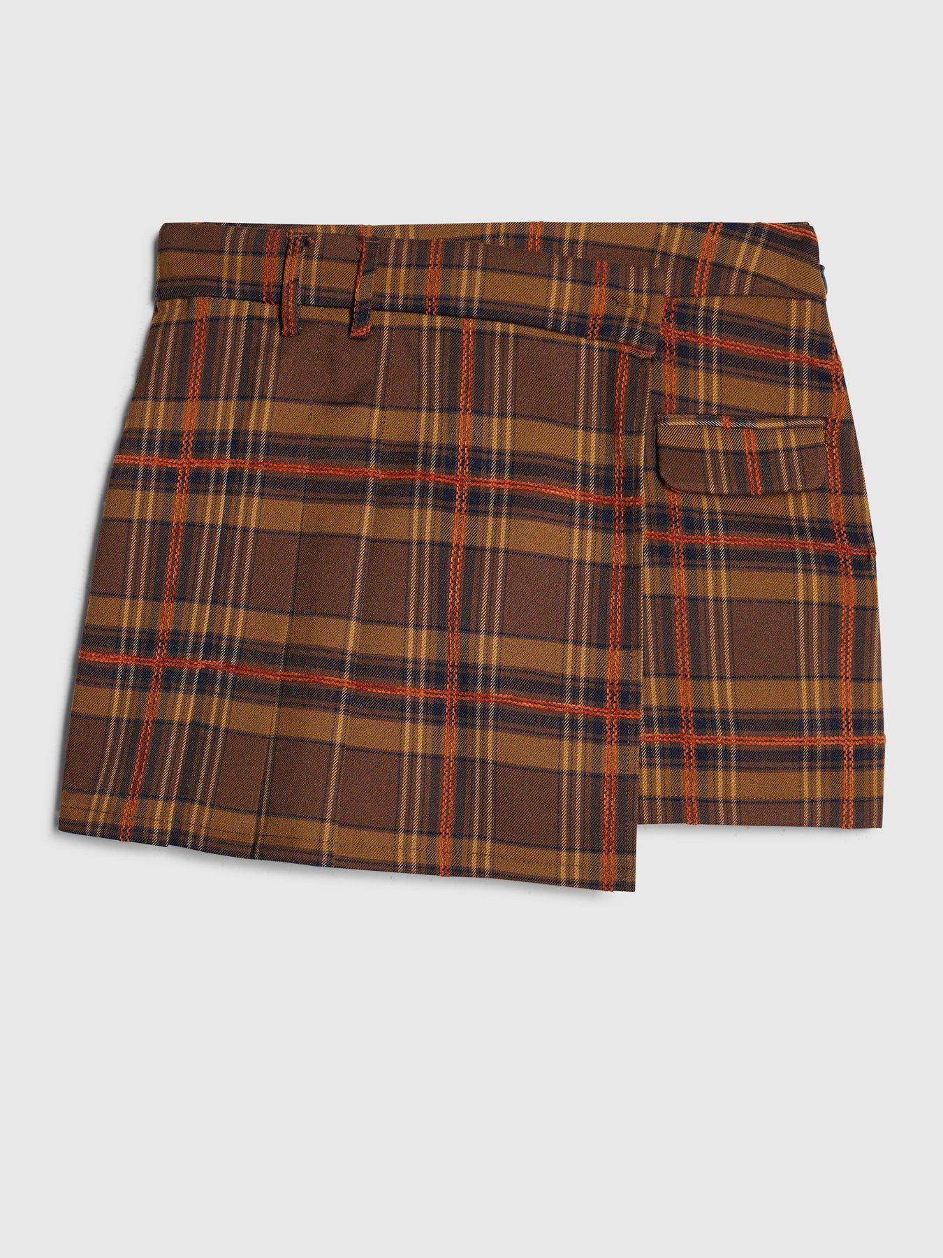 Image 5 of 6 of River Island Womens Pleat Detail Check Skort - Brown