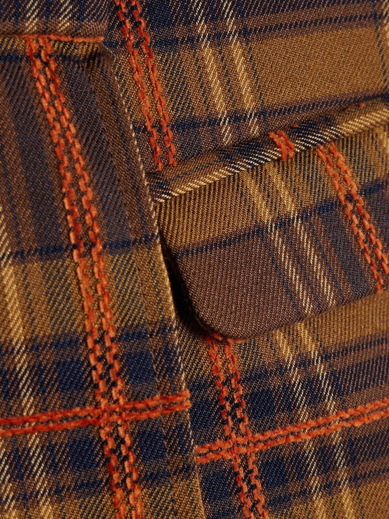 Image 6 of 6 of River Island Womens Pleat Detail Check Skort - Brown