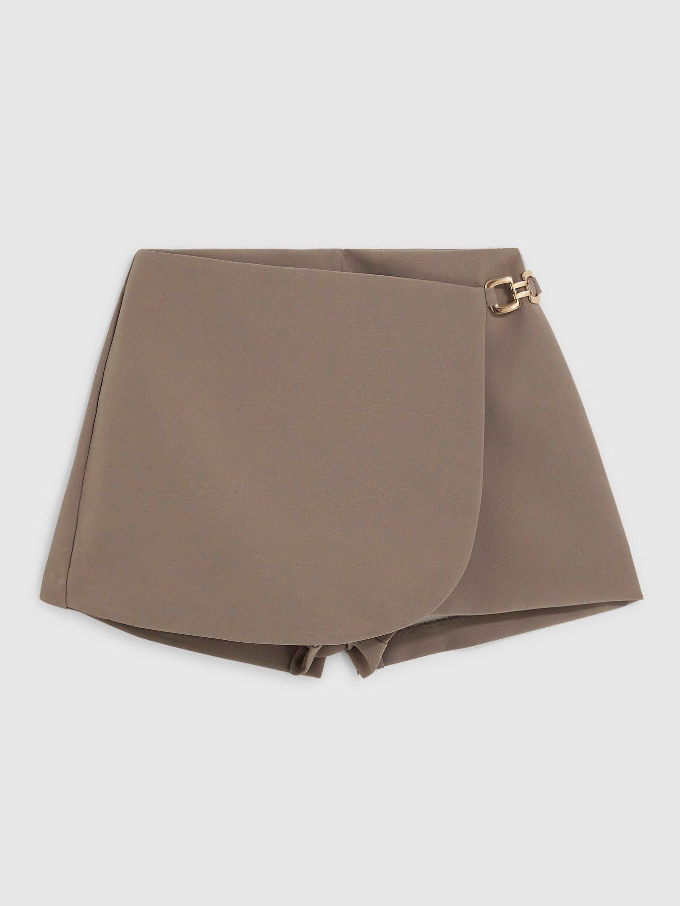 Image 5 of 5 of River Island Core Wrap Trim Skort - Beige