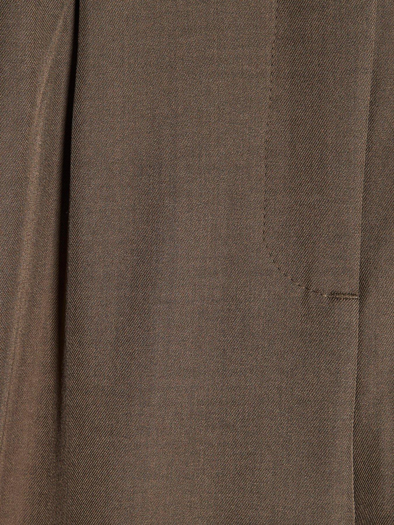 Image 6 of 6 of River Island Belt Trim Elastic Back Barrel Trousers - Brown