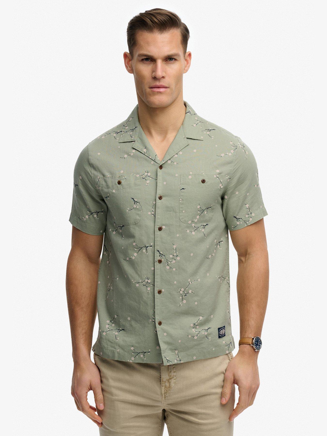 Superdry Short Sleeve Printed Beach Shirt - Green