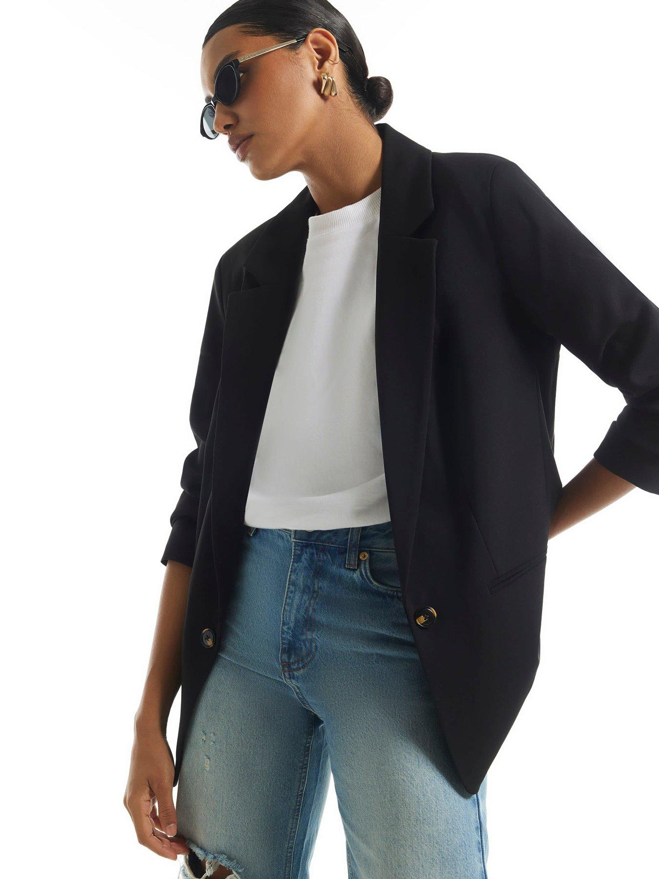 Image 1 of 6 of River Island Epp Crepe Edge To Edge Blazer