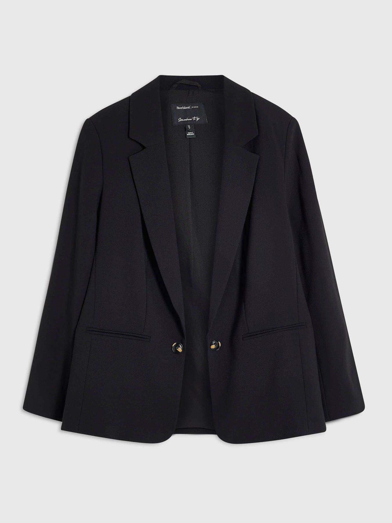 Image 6 of 6 of River Island Epp Crepe Edge To Edge Blazer