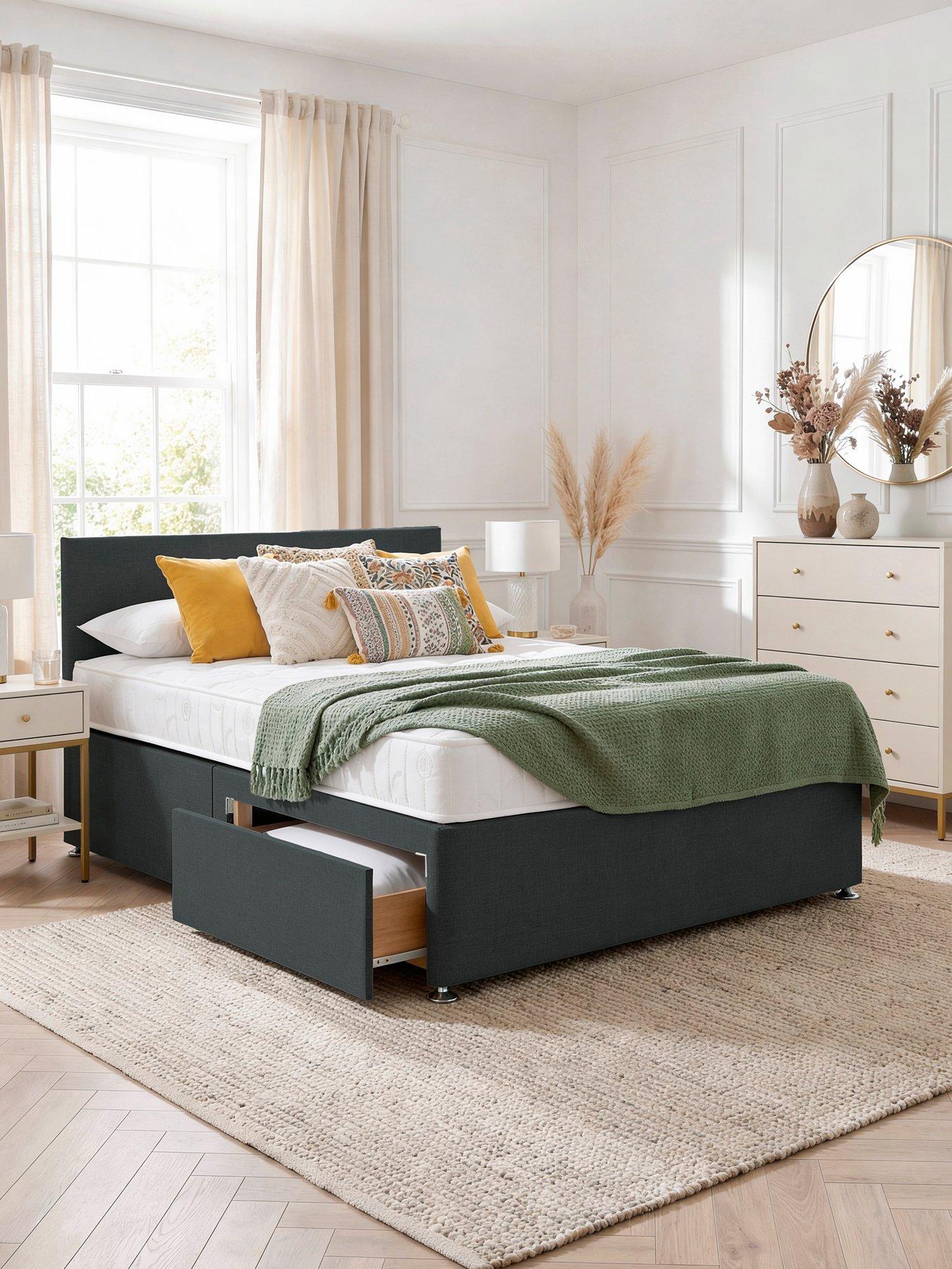 Airsprung Essentials Bed Base & Medium / Firm Mattress Set - Sg N/s