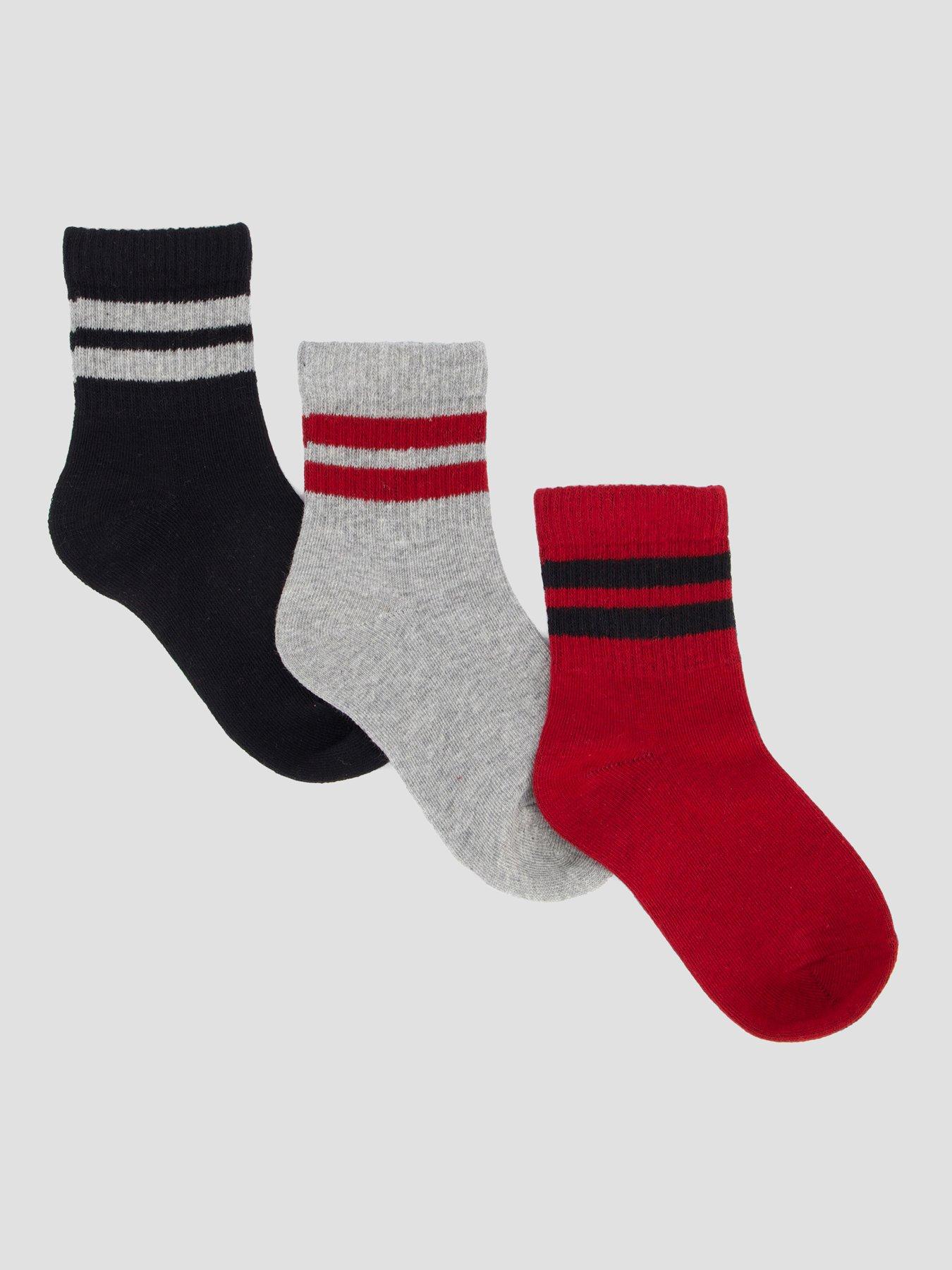 The Very Collection Older Girls 3 Pack Collegiate Crew Basic Sock - Multi