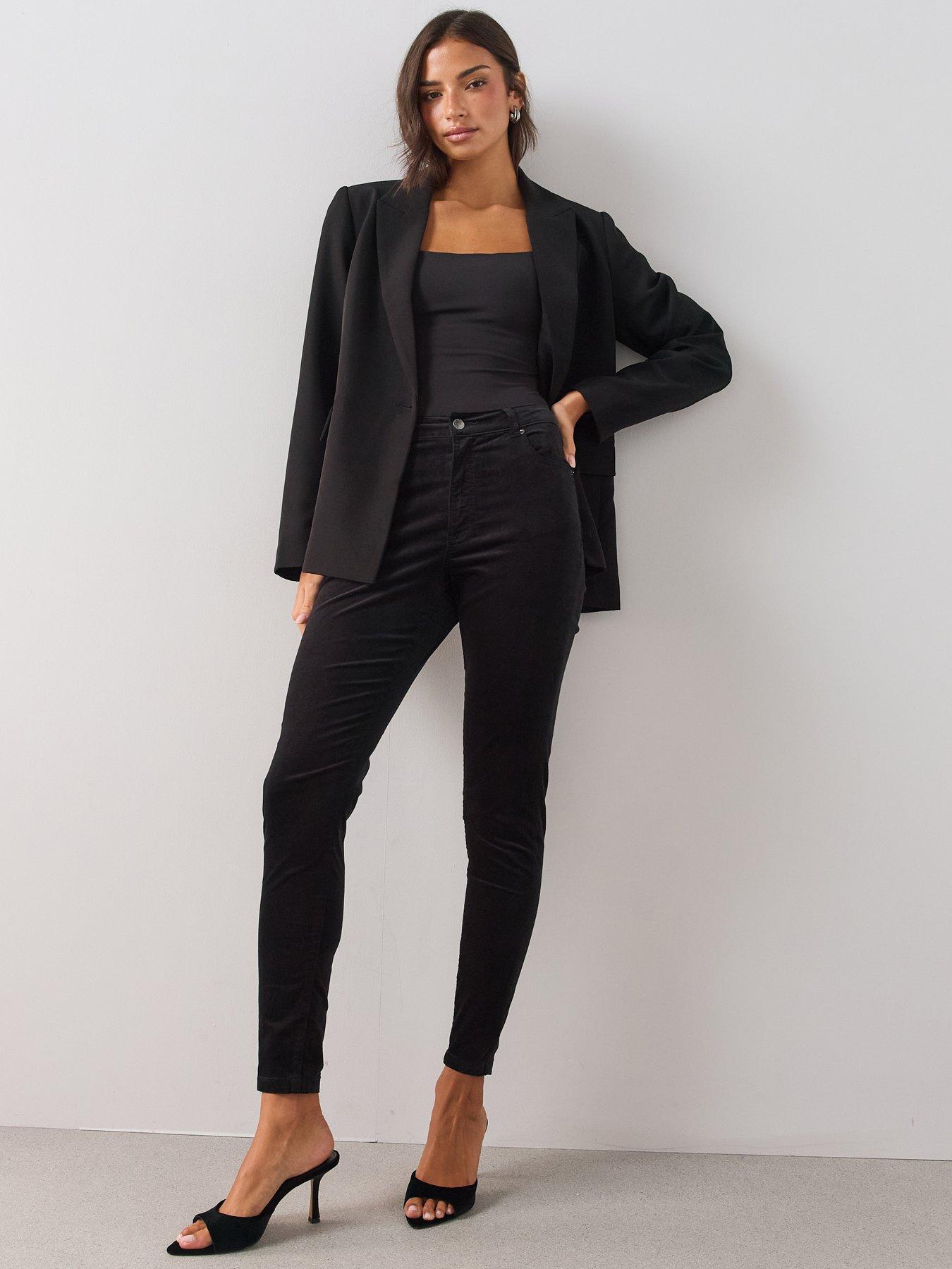 Image 1 of 6 of The Very Collection Womens Velvet Slim Leg Trousers - Black