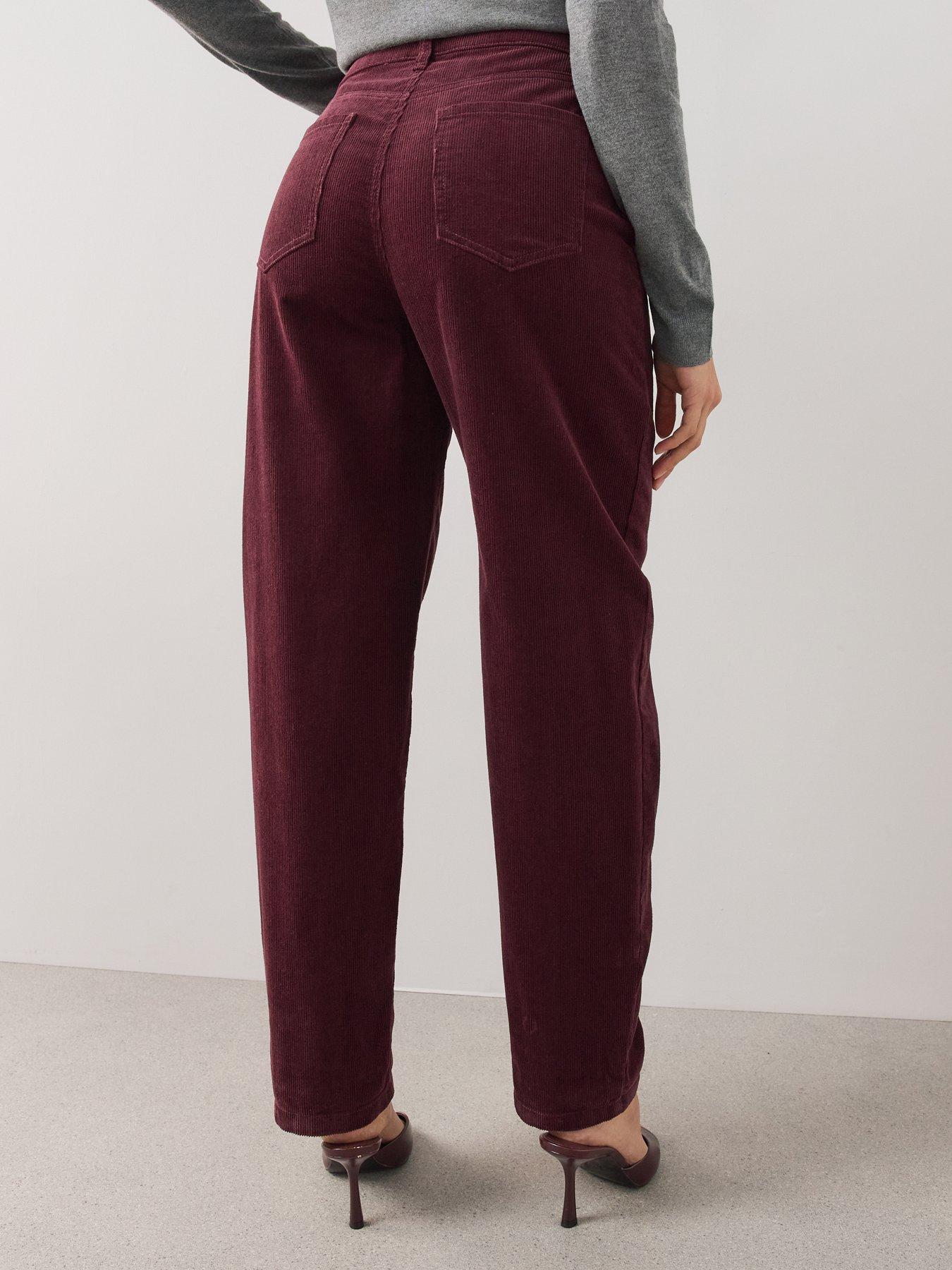 Image 2 of 6 of The Very Collection Barrel Cord Trousers - Burgundy
