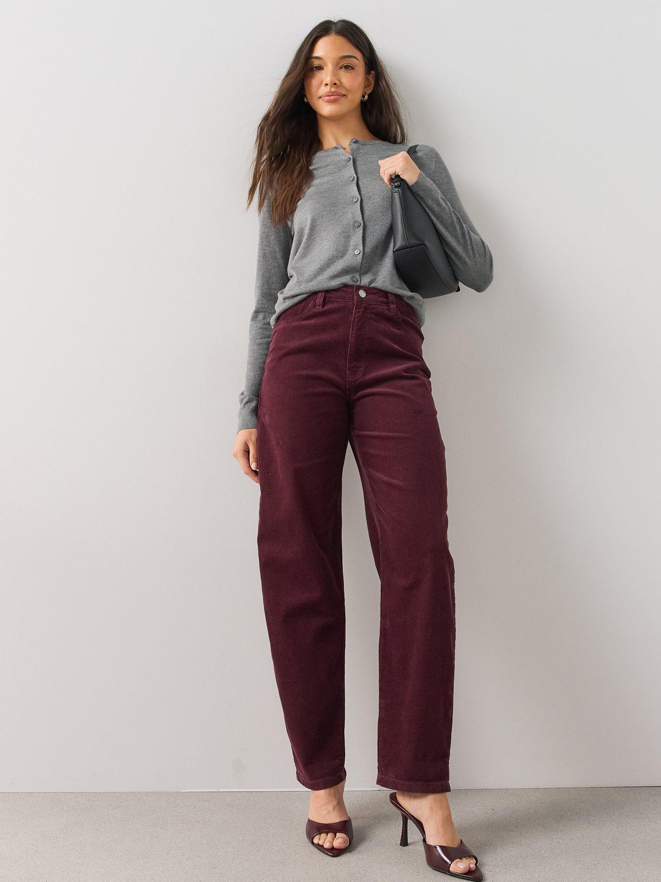 Image 3 of 6 of The Very Collection Barrel Cord Trousers - Burgundy