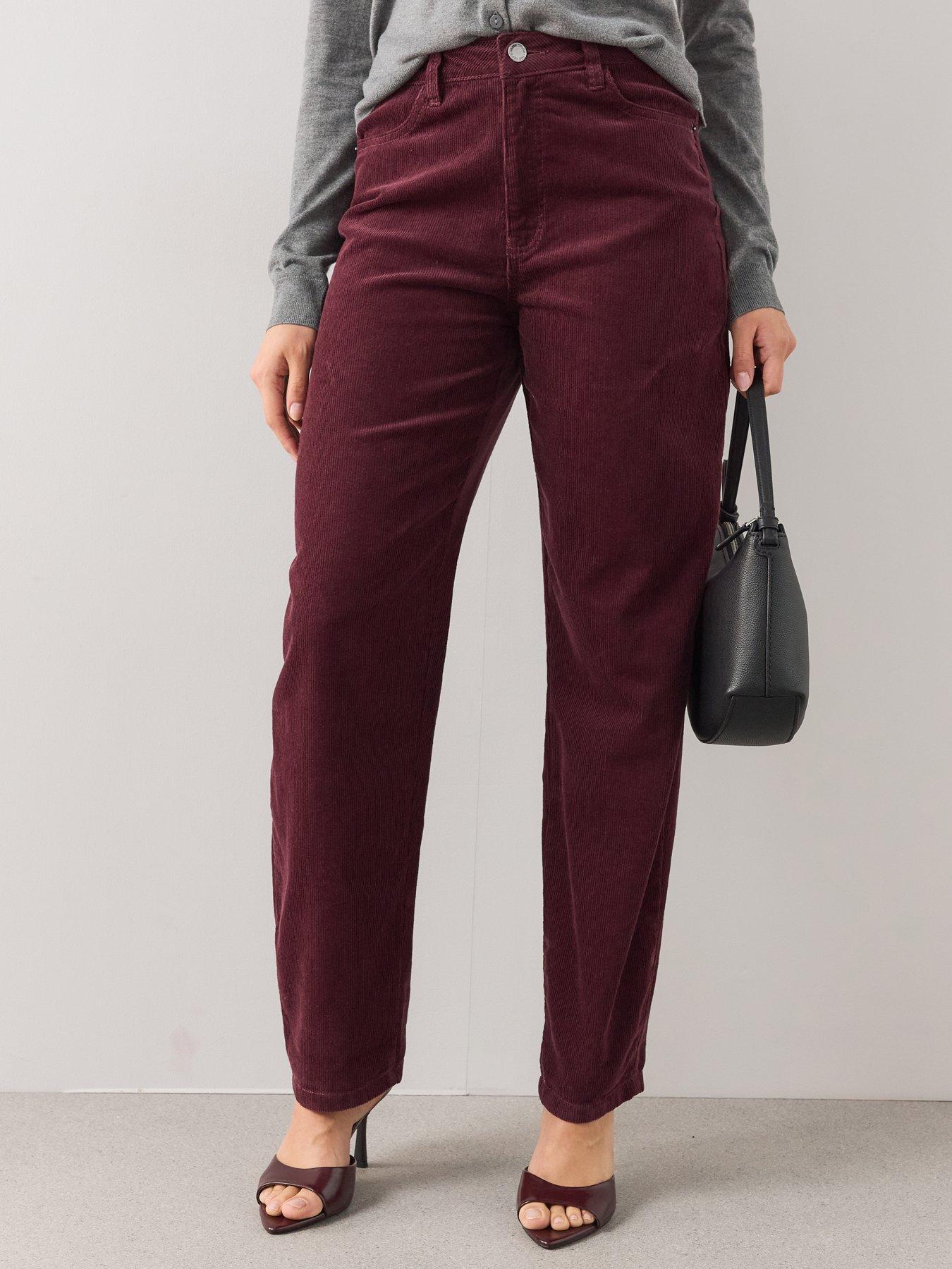 Image 4 of 6 of The Very Collection Barrel Cord Trousers - Burgundy