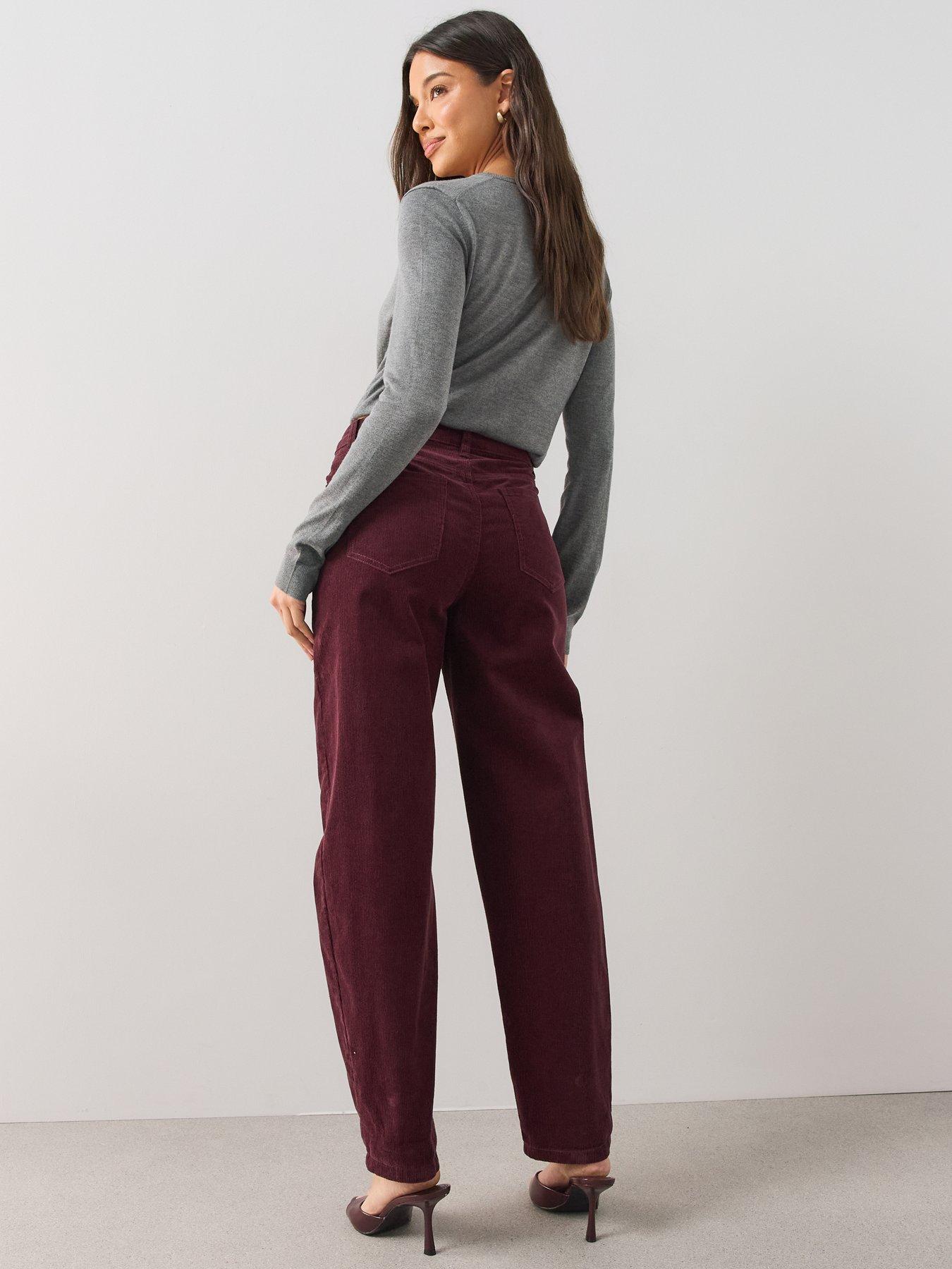 Image 5 of 6 of The Very Collection Barrel Cord Trousers - Burgundy