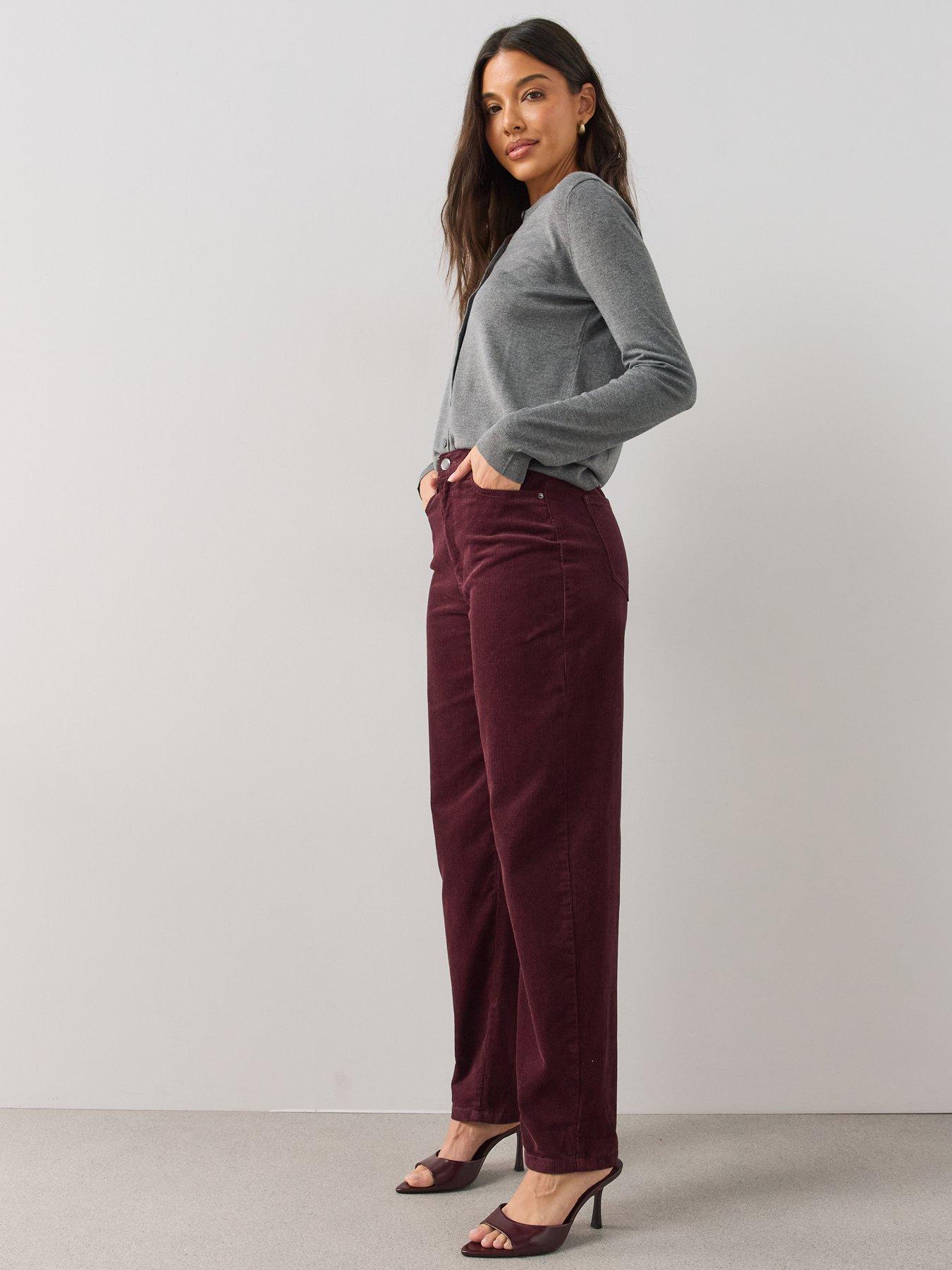 Image 6 of 6 of The Very Collection Barrel Cord Trousers - Burgundy