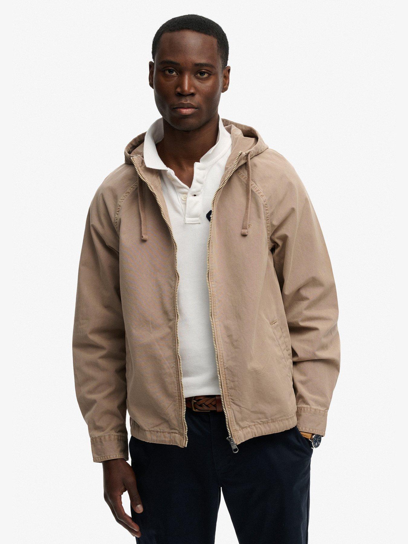 Superdry Hooded Washed Twill Jacket - Beige