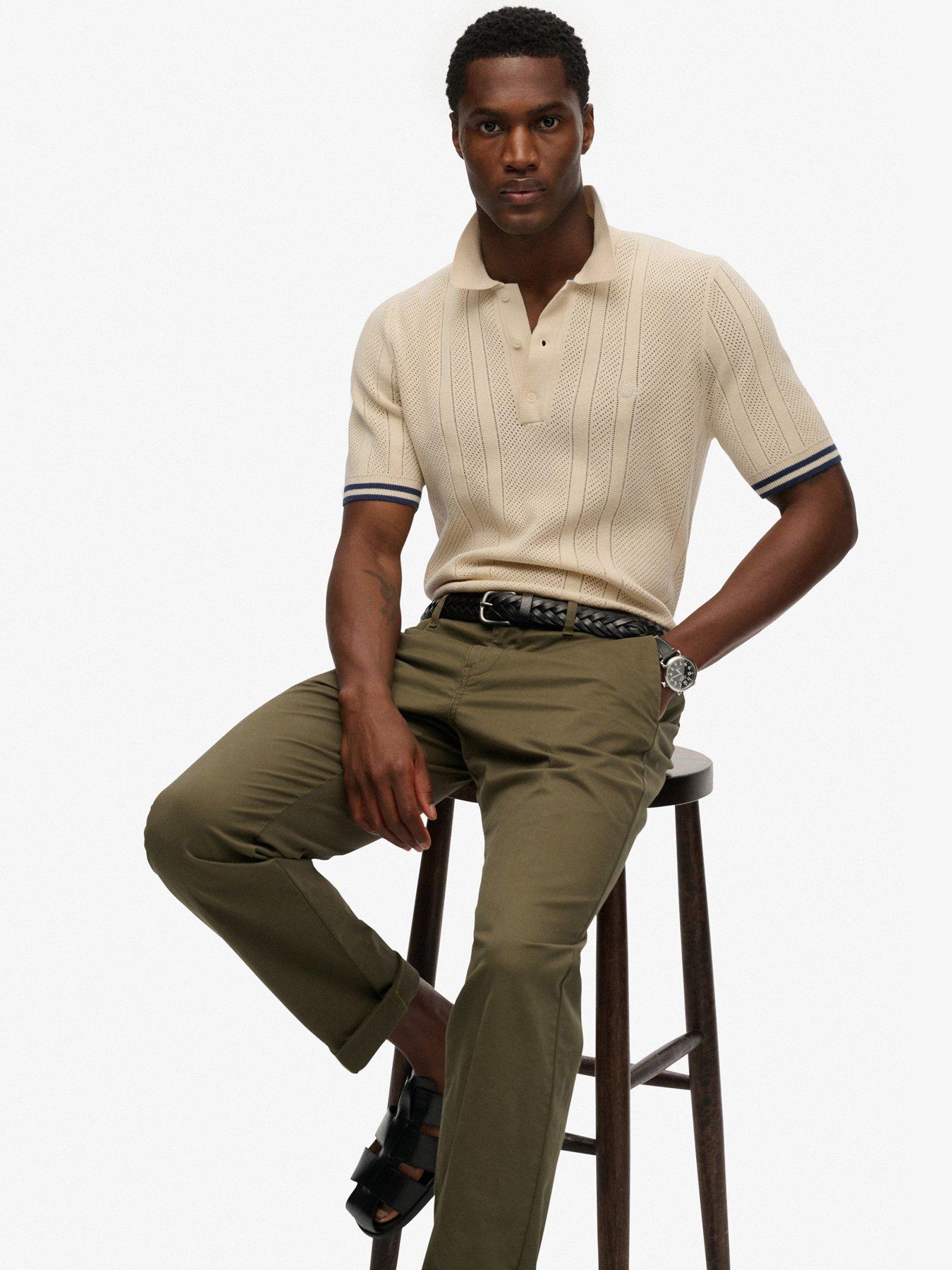 Image 5 of 6 of Superdry Knitted Texture Short Sleeve Polo - Beige