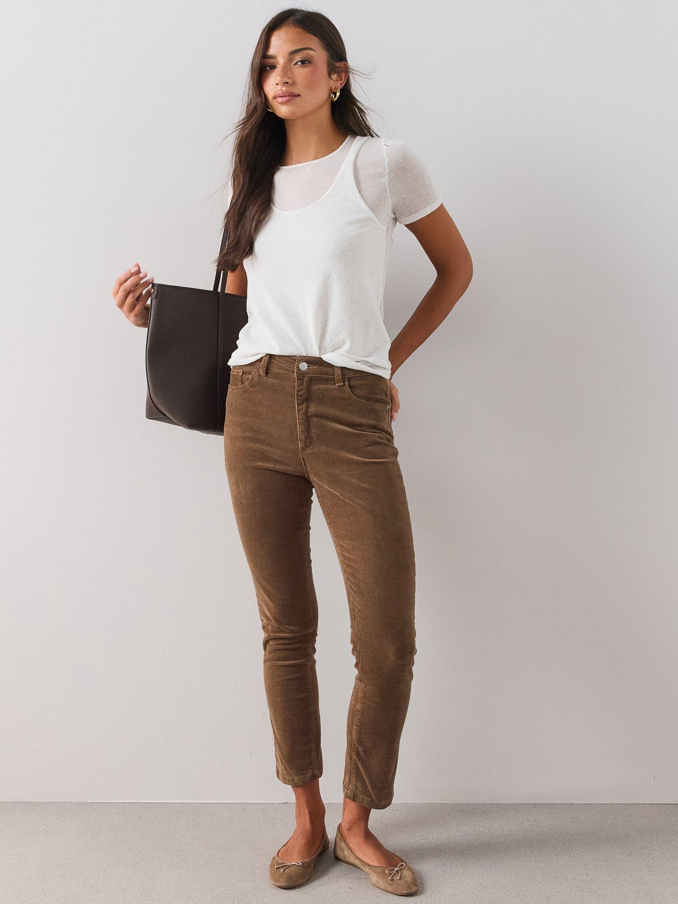 Image 3 of 7 of The Very Collection Womens High Waist Straight Leg Cord Trousers - Walnut