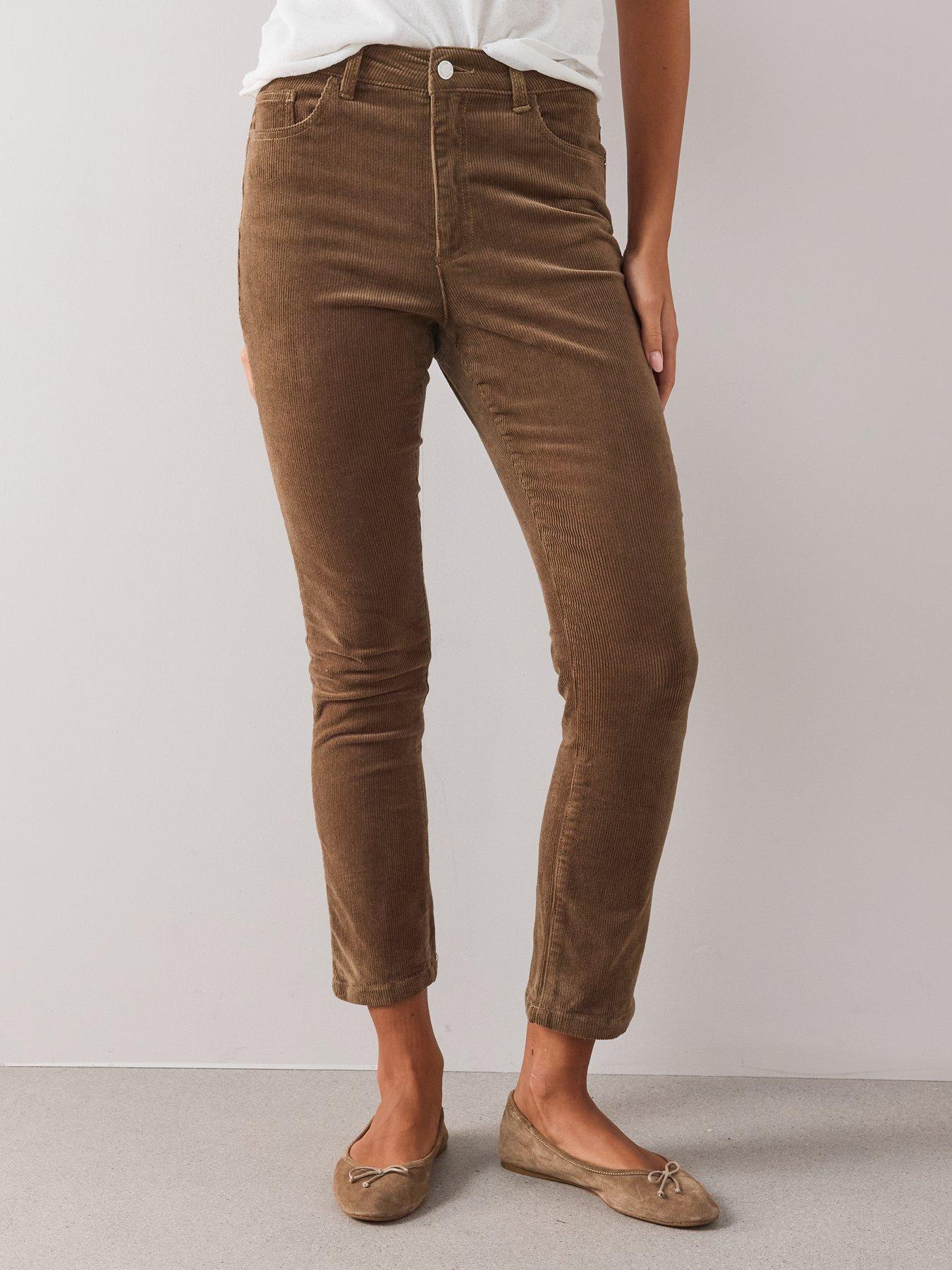 Image 4 of 7 of The Very Collection Womens High Waist Straight Leg Cord Trousers - Walnut
