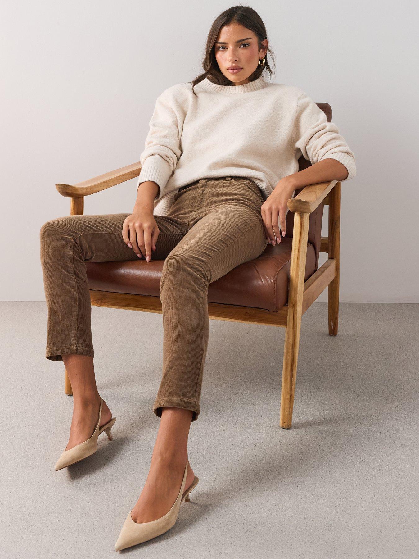 Image 5 of 7 of The Very Collection Womens High Waist Straight Leg Cord Trousers - Walnut