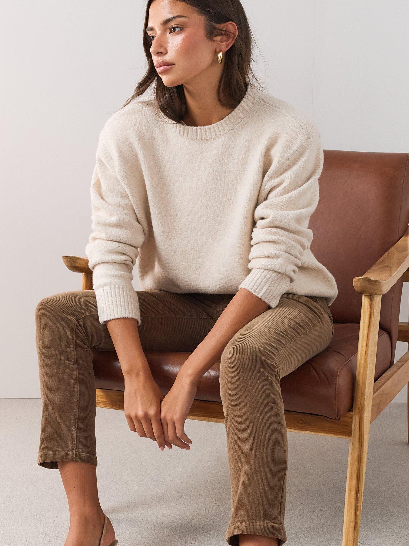 Image 6 of 7 of The Very Collection Womens High Waist Straight Leg Cord Trousers - Walnut