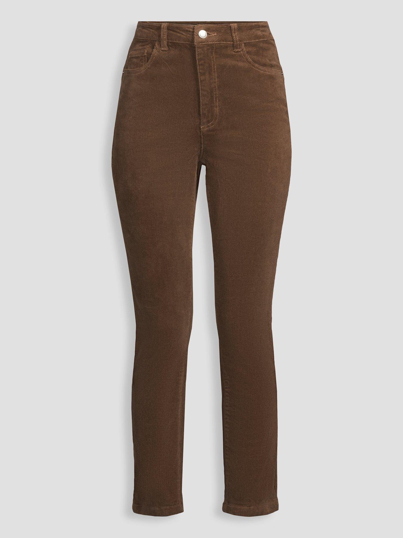 Image 7 of 7 of The Very Collection Womens High Waist Straight Leg Cord Trousers - Walnut