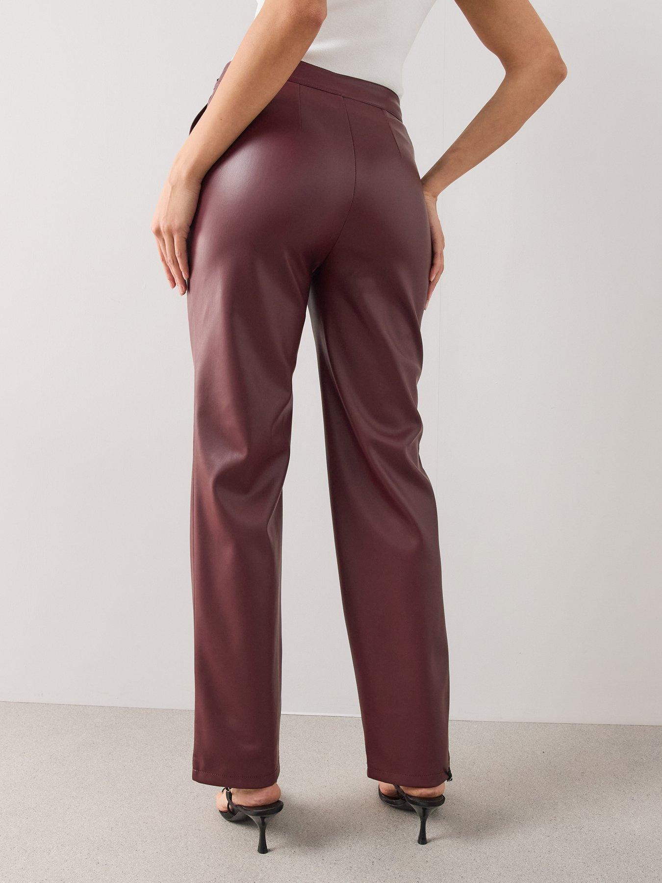 Image 2 of 7 of The Very Collection Faux Leather Horsebit Trouser - Burgundy