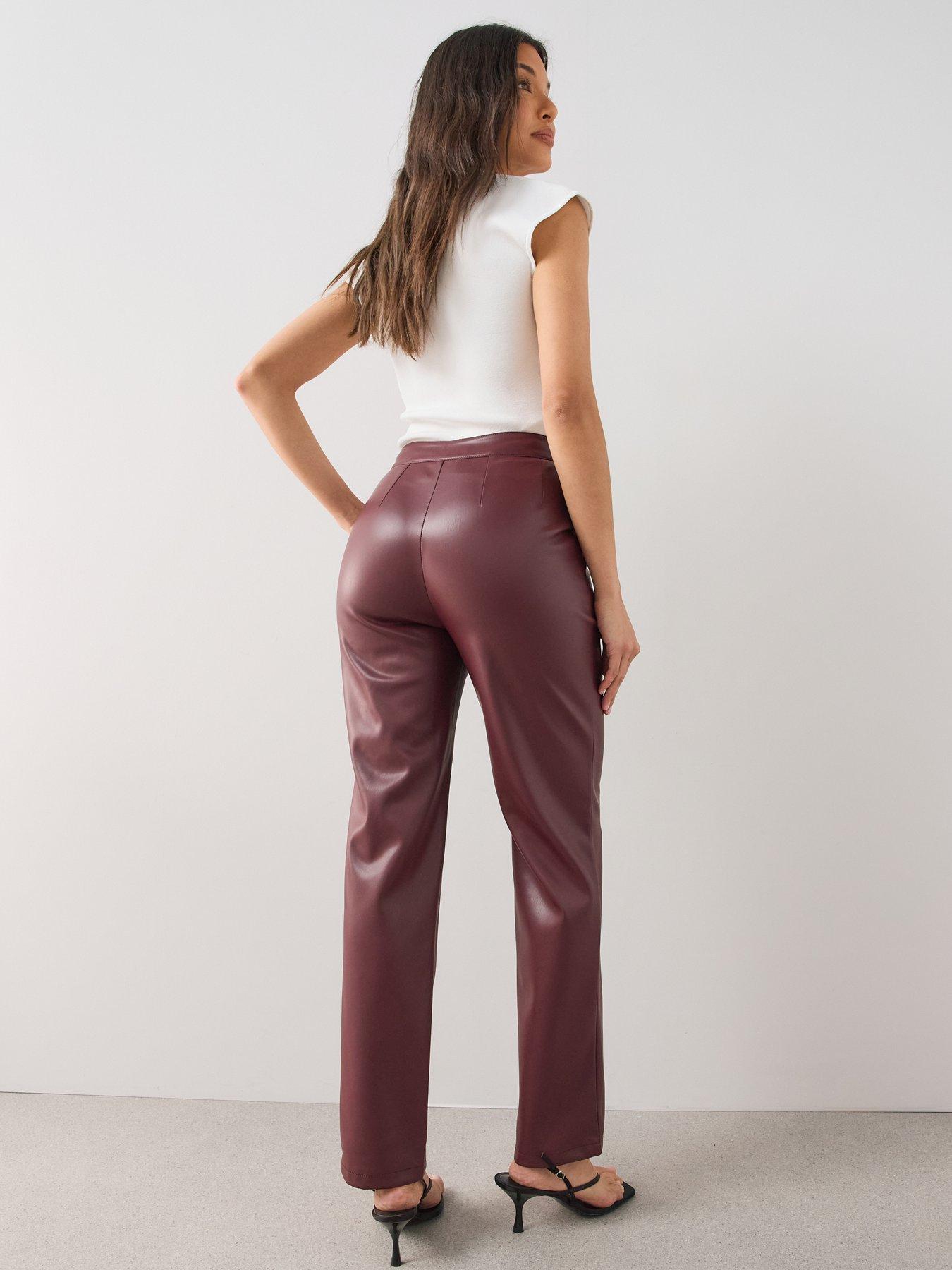 Image 5 of 7 of The Very Collection Faux Leather Horsebit Trouser - Burgundy