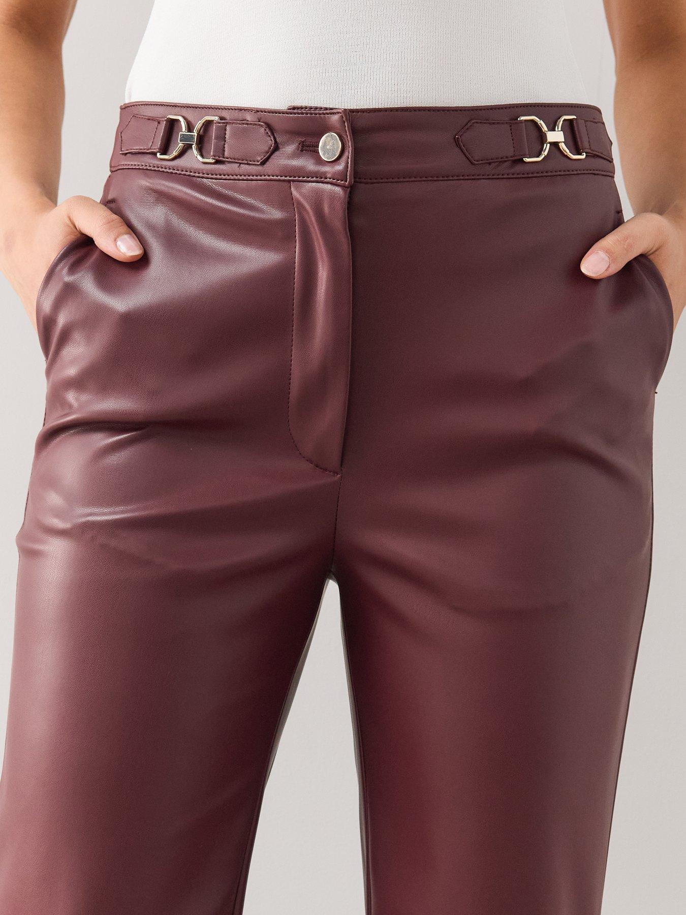 Image 6 of 7 of The Very Collection Faux Leather Horsebit Trouser - Burgundy