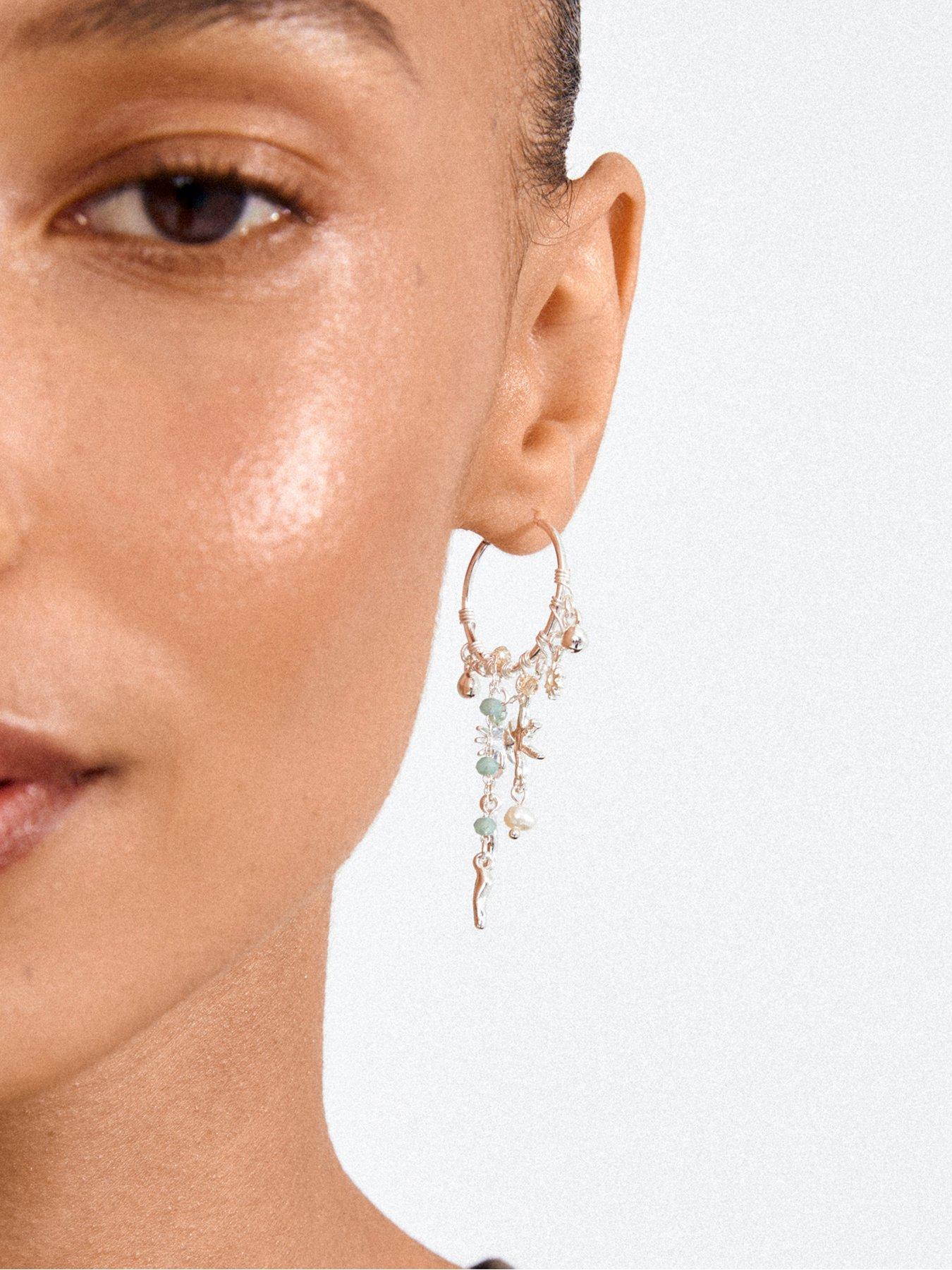 Image 3 of 3 of Pilgrim PRISM hoop earrings silver-plated