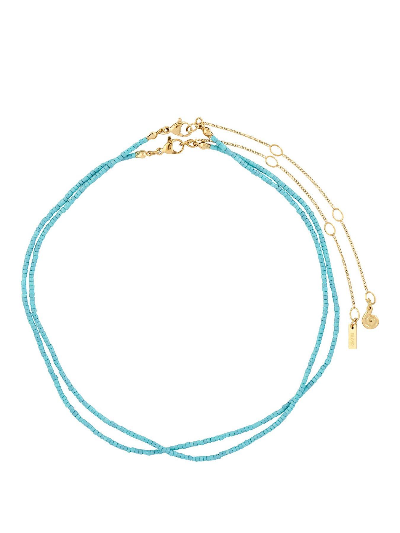 Image 1 of 6 of Pilgrim HAZE necklaces 2-in-1 set, blue/gold-plated