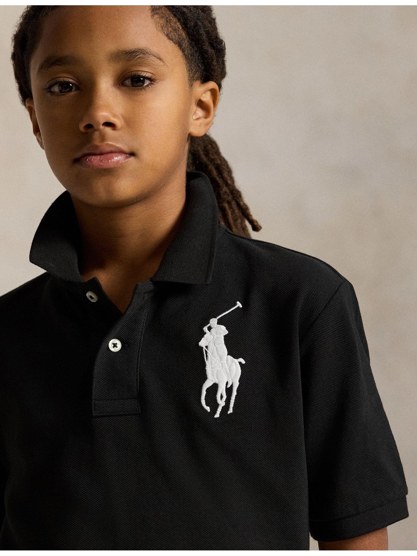 Image 3 of 5 of Polo Ralph Lauren Boys Big Pony Short Sleeve Polo Shirt - Black