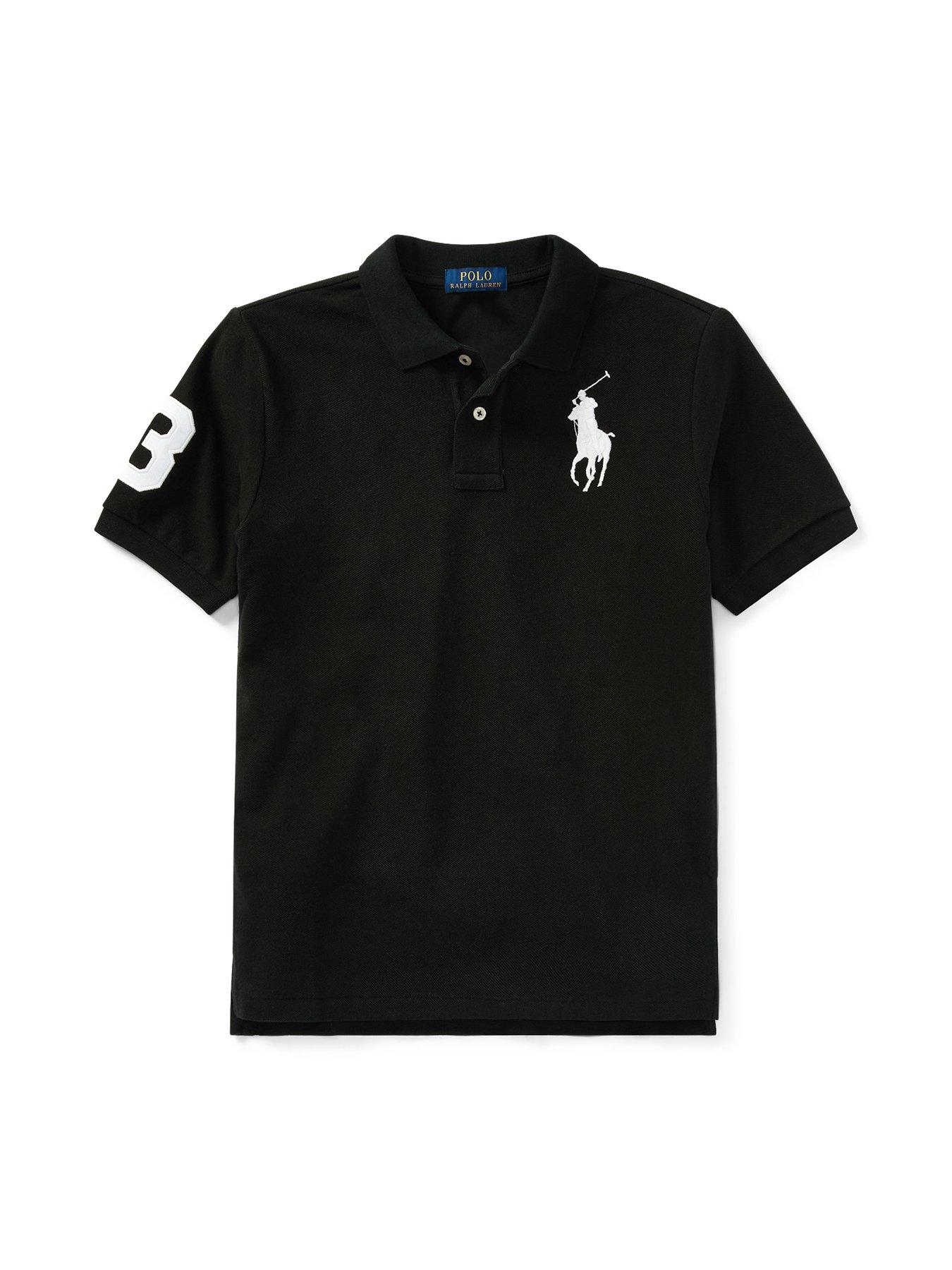 Image 4 of 5 of Polo Ralph Lauren Boys Big Pony Short Sleeve Polo Shirt - Black