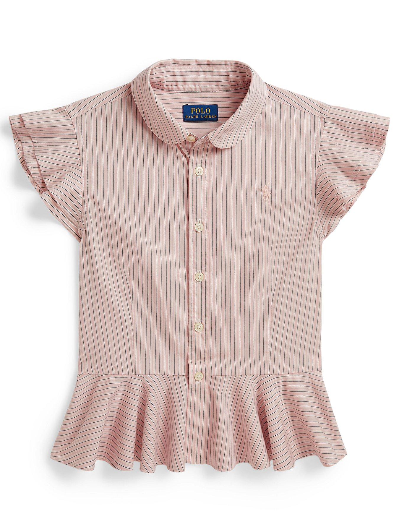 Polo Ralph Lauren Girls Frill Cap Sleeve Blouse - Pink