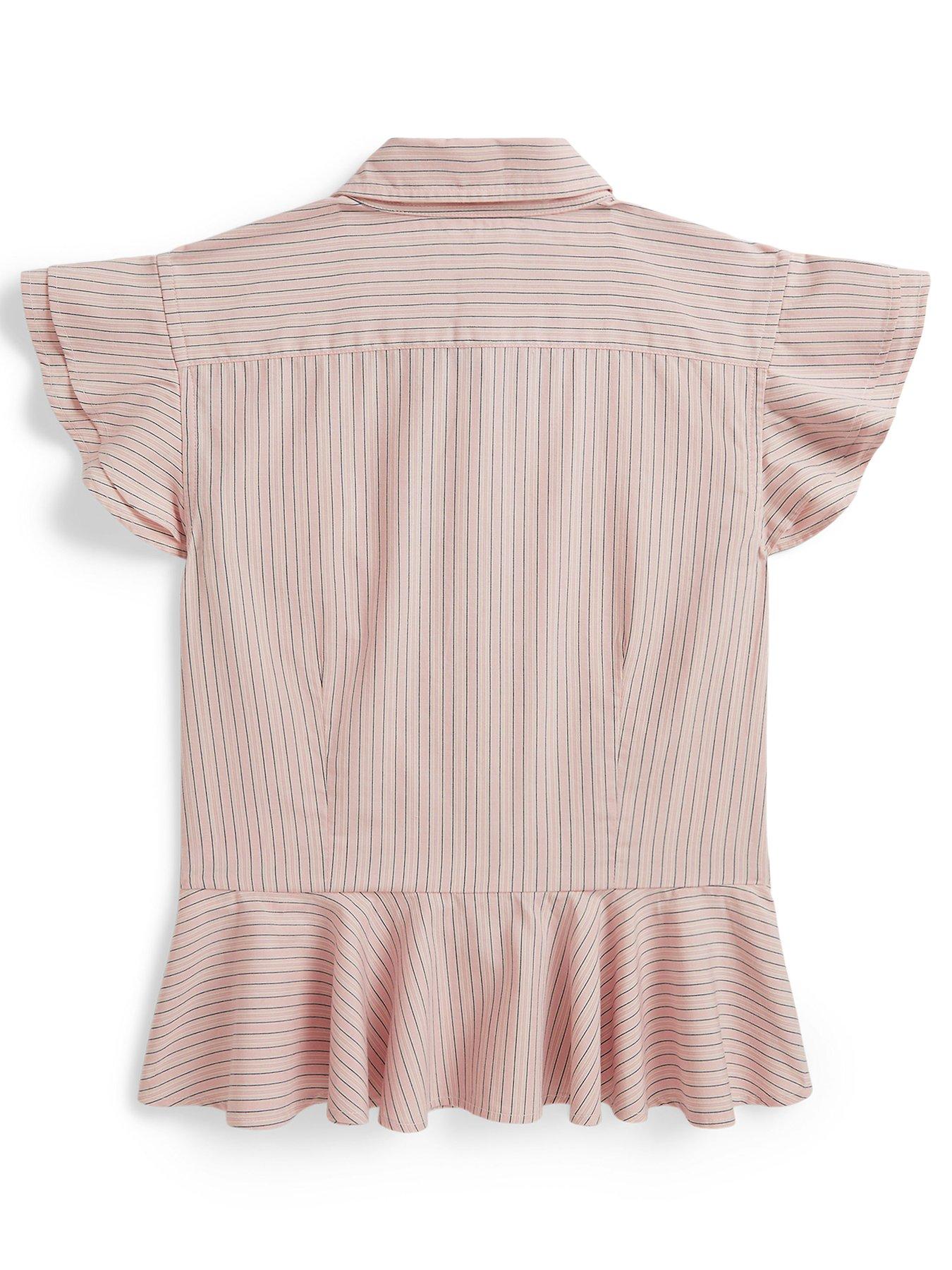 Image 2 of 2 of Polo Ralph Lauren Girls Frill Cap Sleeve Blouse - Pink