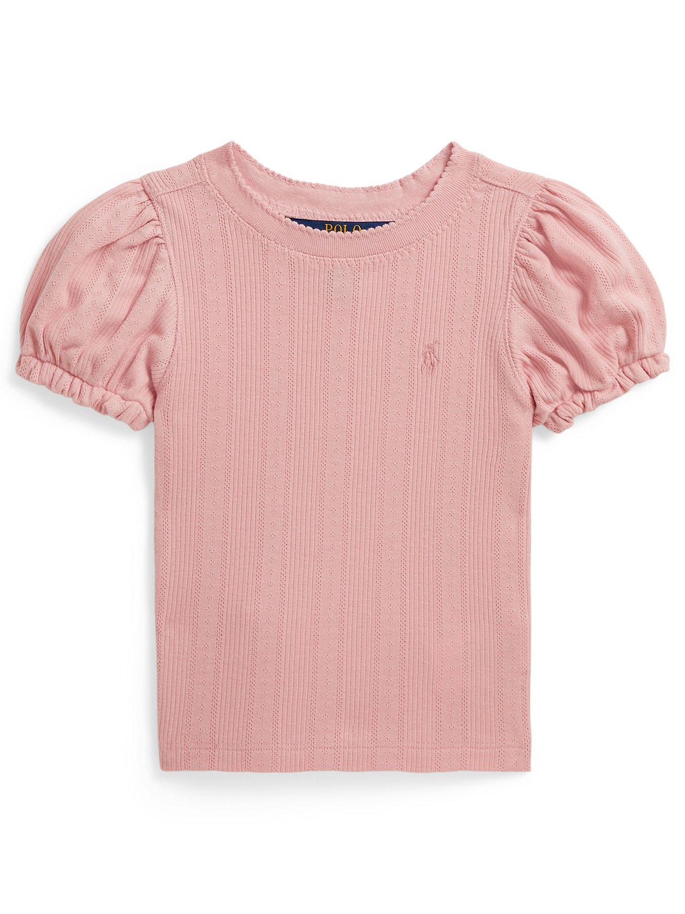 Polo Ralph Lauren Younger Girls Short Puff Sleeve T-Shirt - Pink