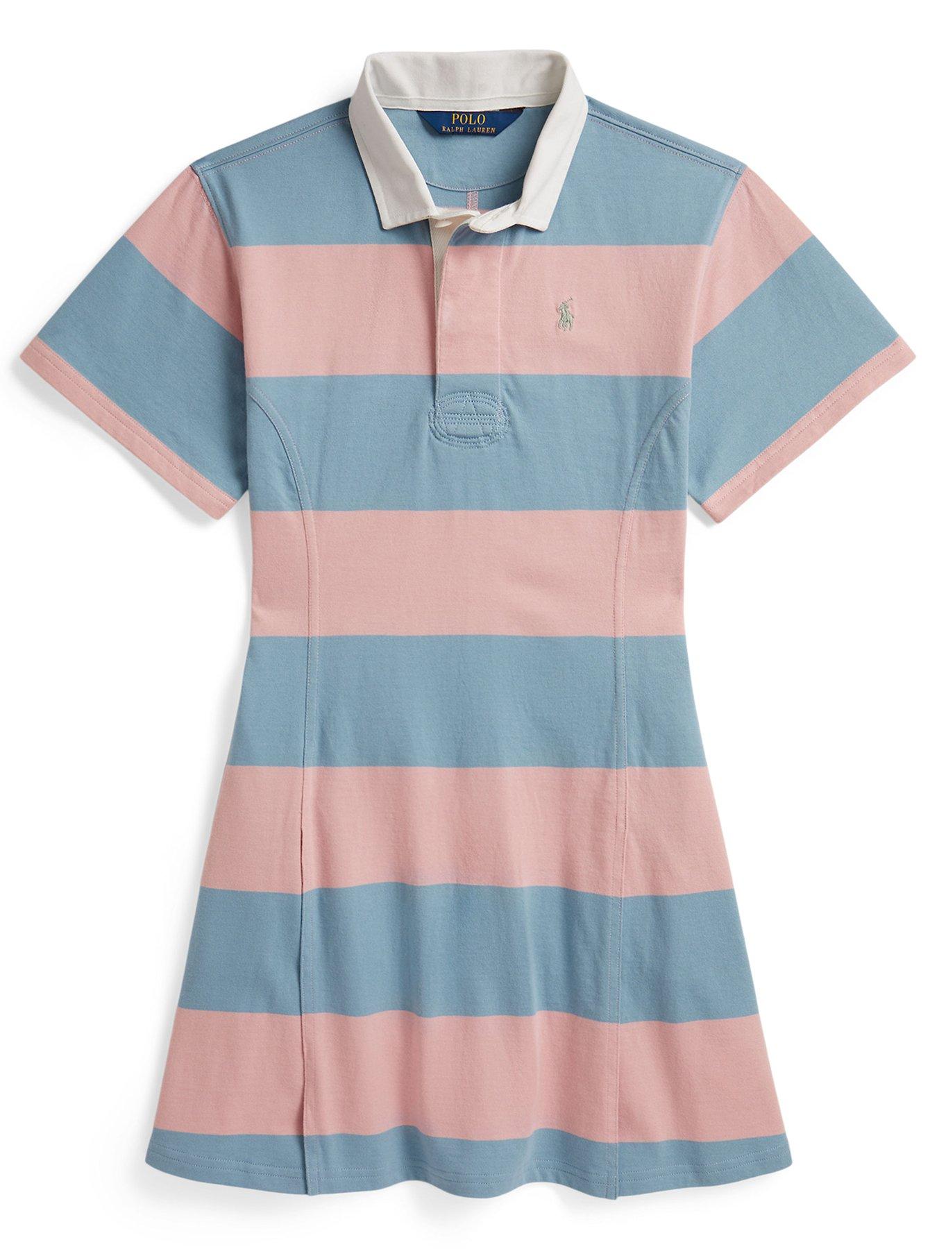 Polo Ralph Lauren Girls Stripe Short Sleeve Polo Dress - Multi