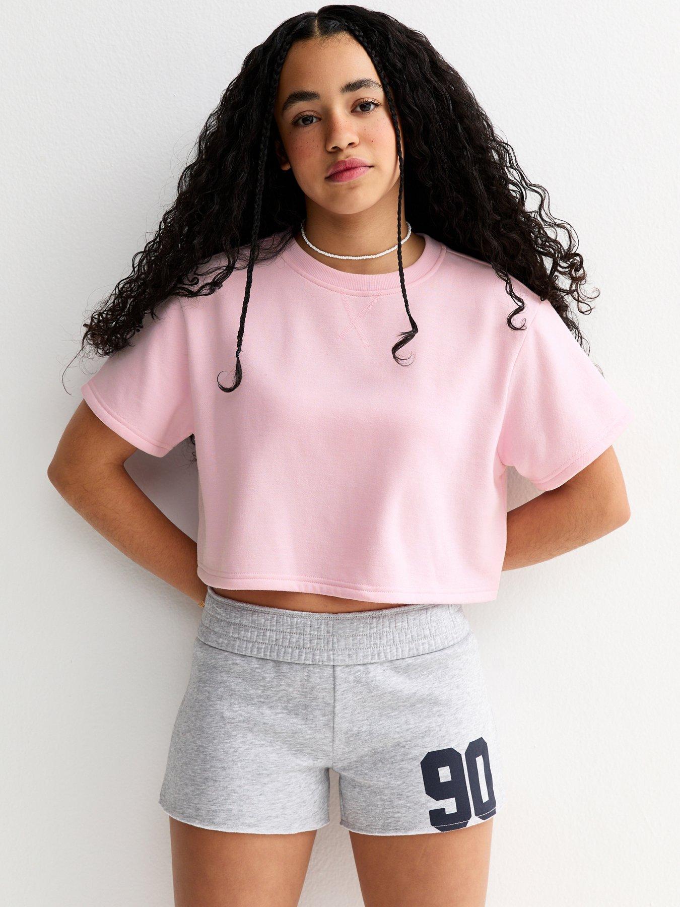 New Look 915 Girls Short Sleeve Sweatshirt Top - Light Pink