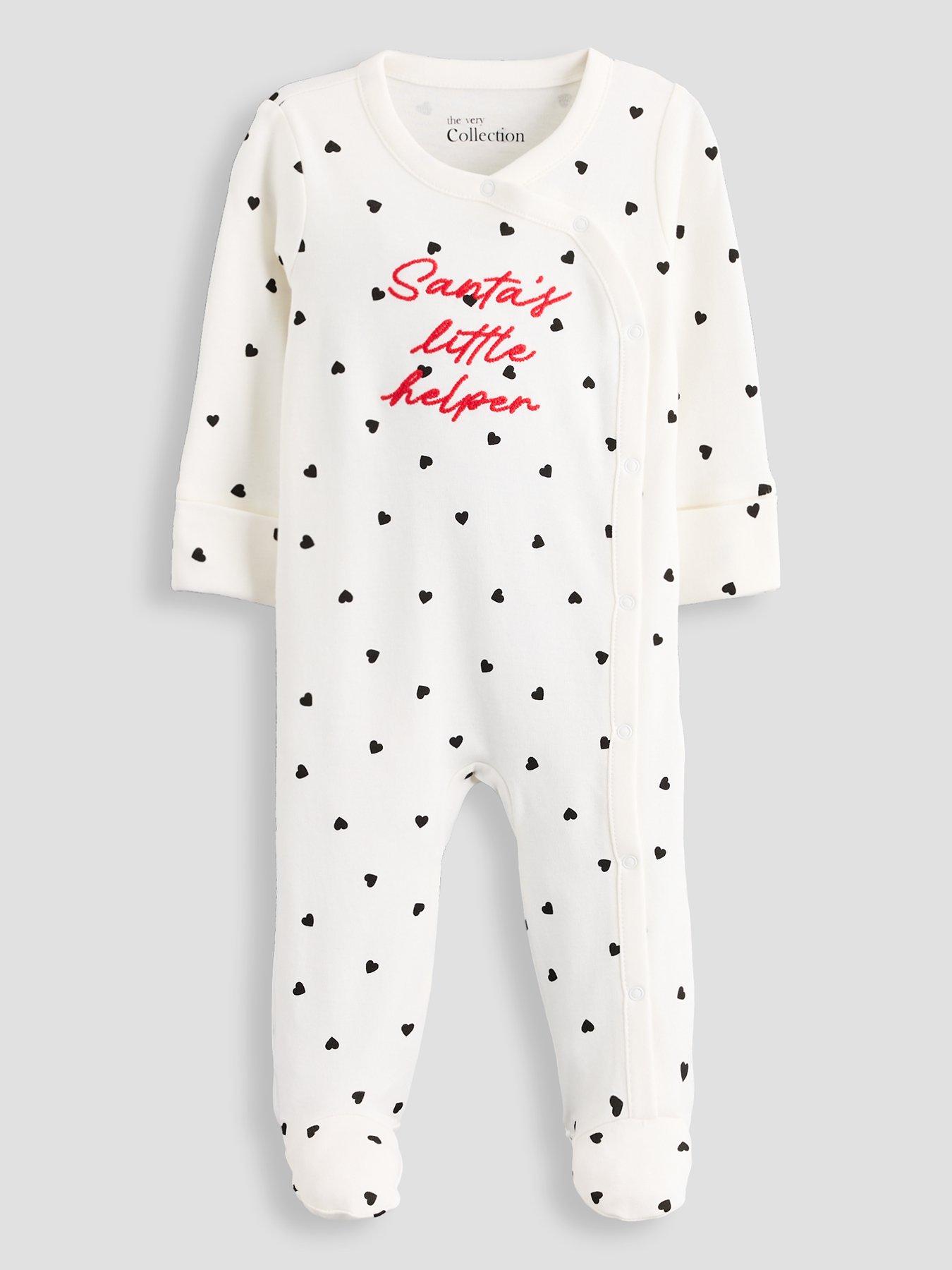 The Very Collection Santa's Little Helper Slogan Popper Sleepsuit (Newborn - 18 Months) - Multi