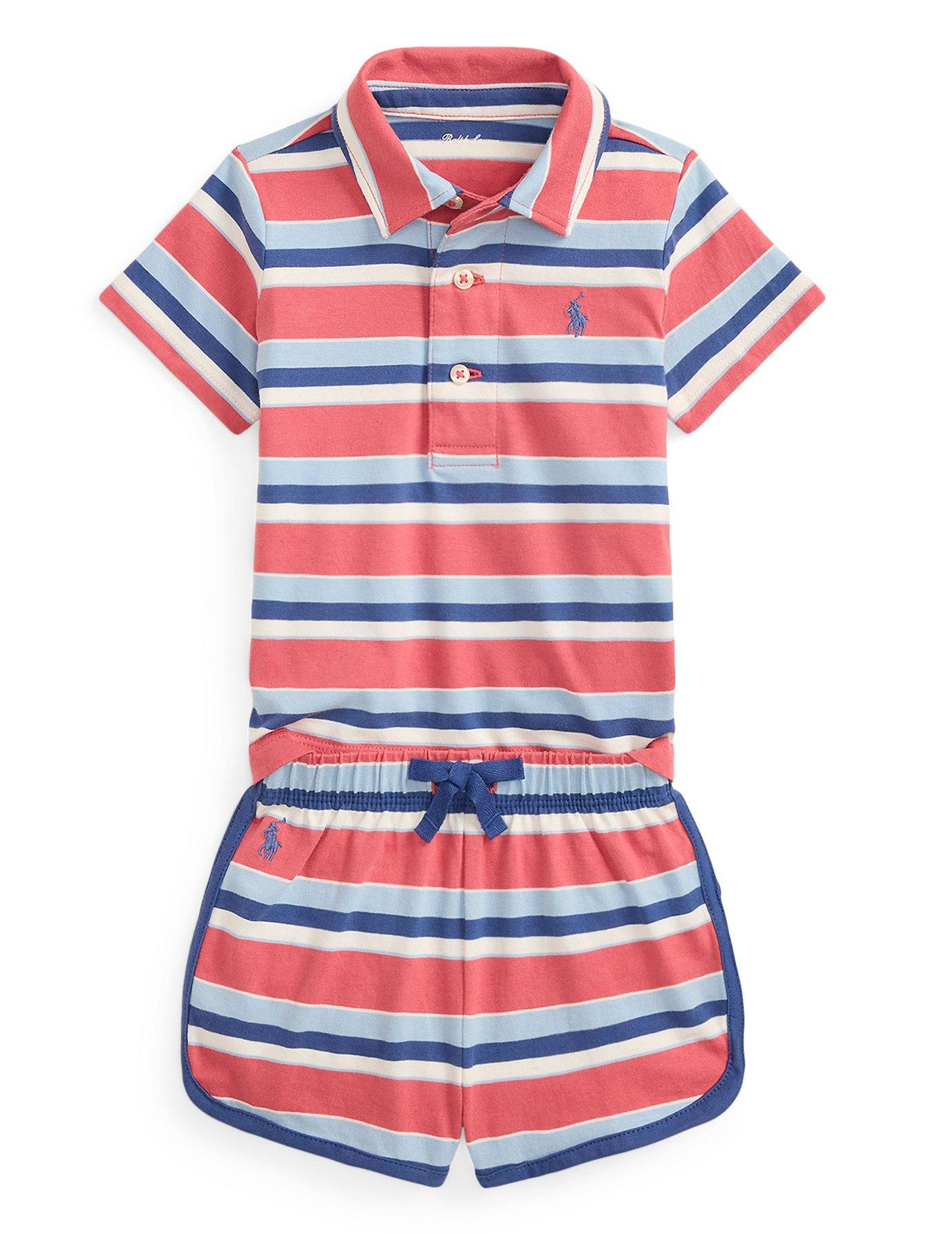 Image 1 of 2 of Polo Ralph Lauren Baby Boys Stripe T-Shirt &amp; Shorts Set - Multi