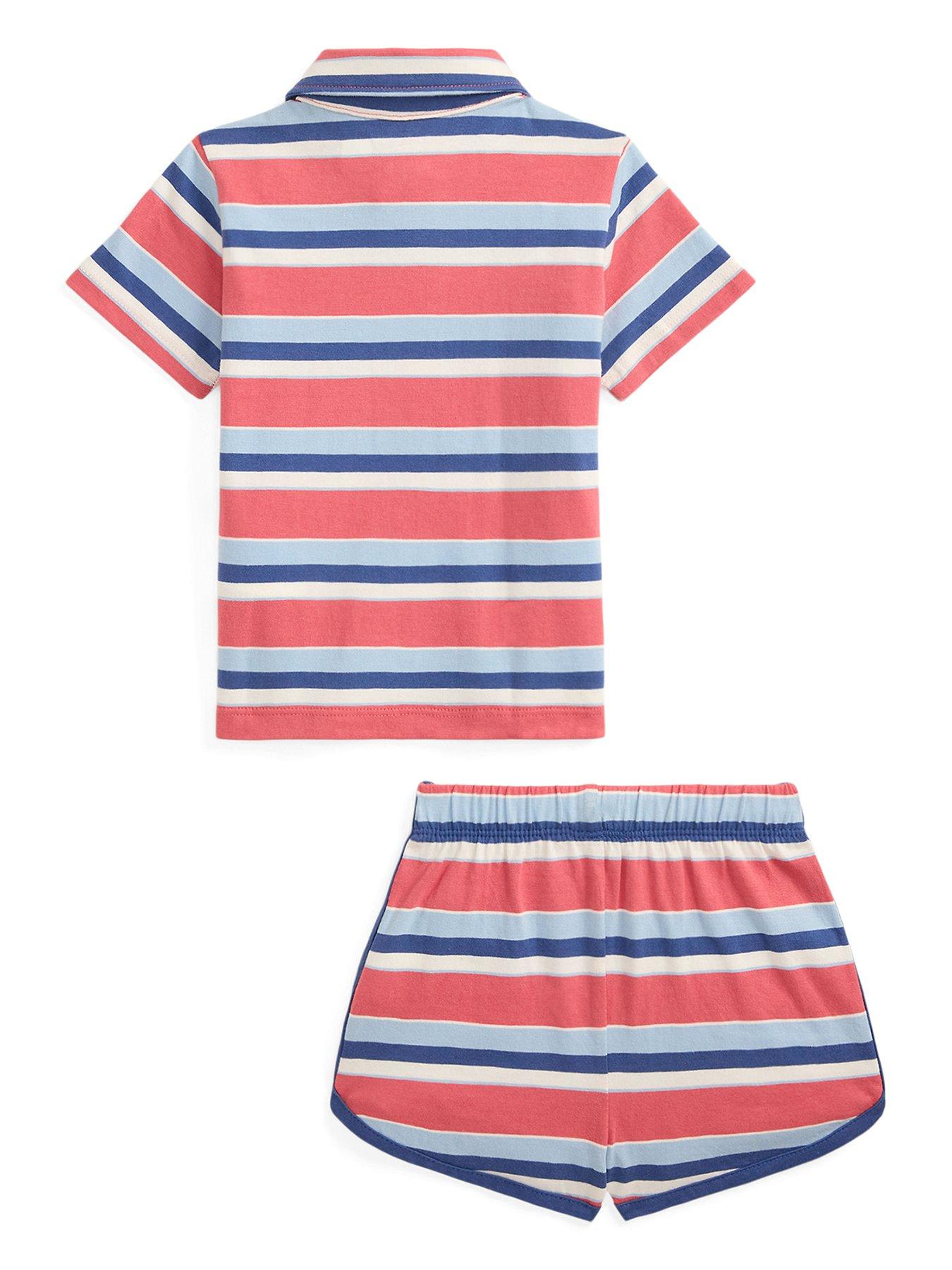 Image 2 of 2 of Polo Ralph Lauren Baby Boys Stripe T-Shirt &amp; Shorts Set - Multi